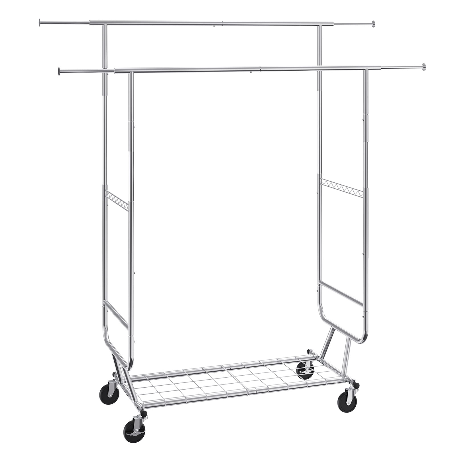 KFFKFF Clothes Rack Heavy Duty Clothing Garment Rack Double Hanging Rod 600 lbs