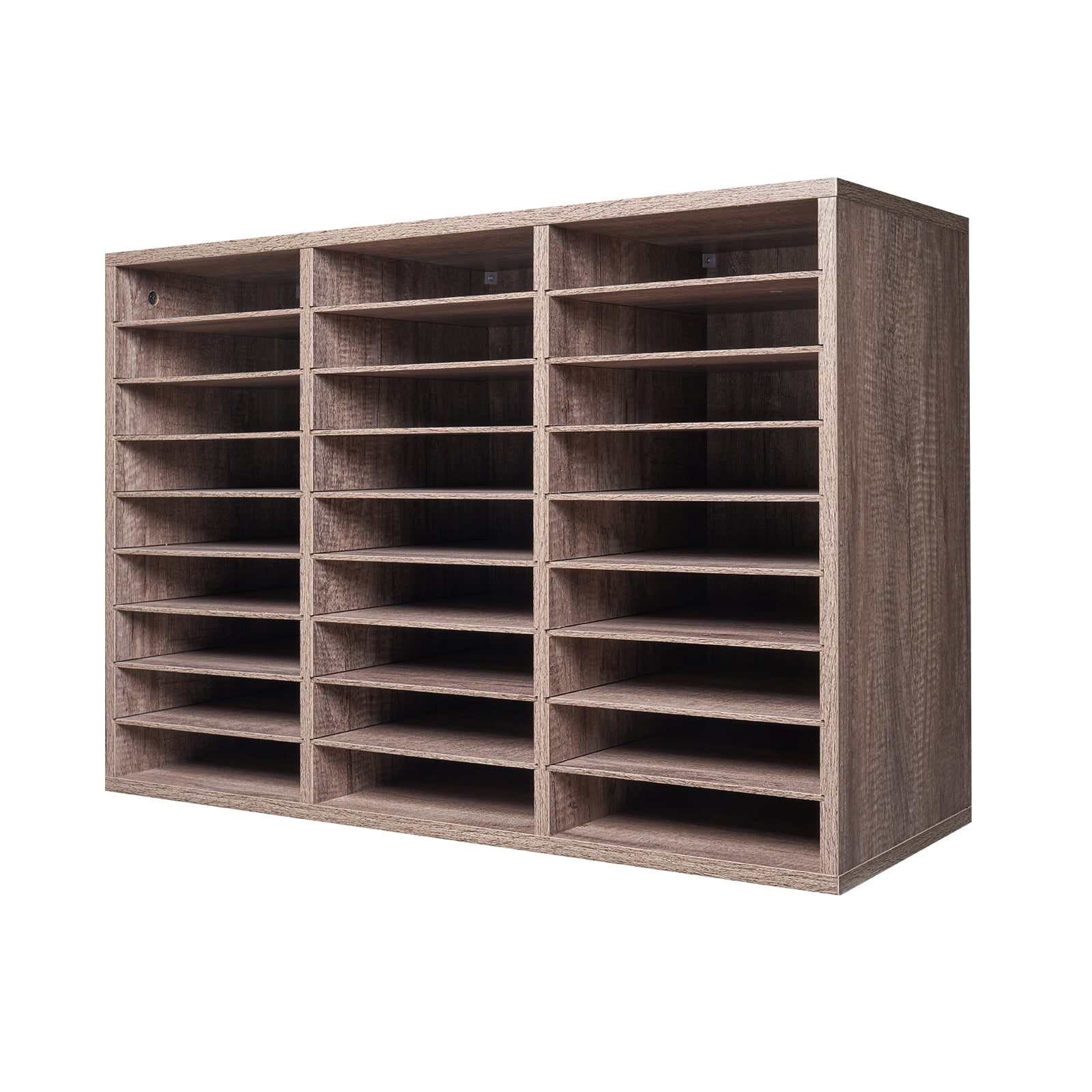 KFFKFF Document Storage, 27-Slot Office Post Box with Adjustable Shelves, Particle Board Mail Sorter for Office, Home, or Classroom, File Organizer for Documents, Papers, Black-Grey