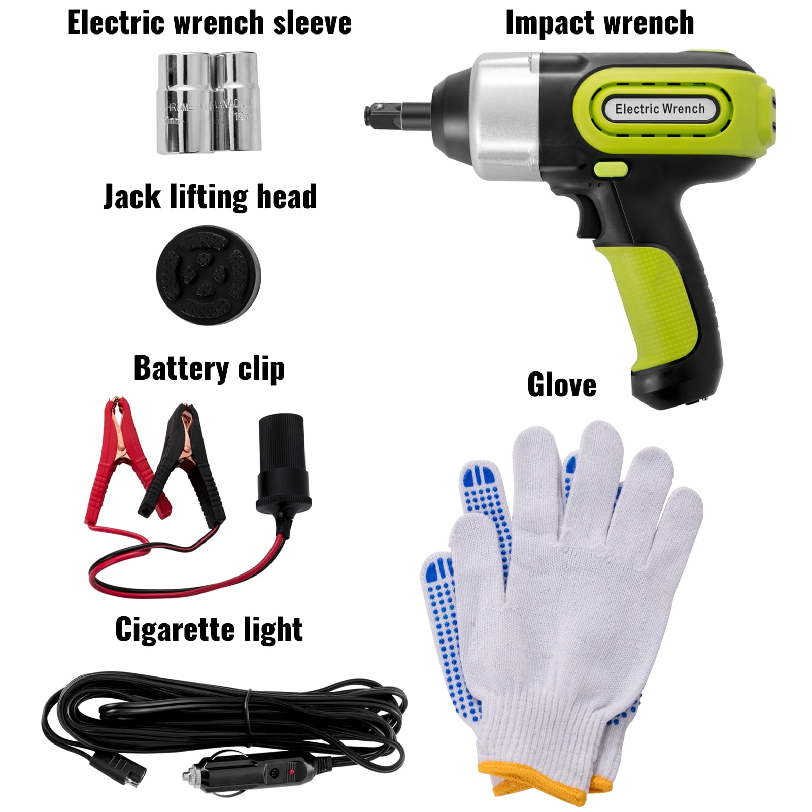 KFFKFF Electric Car Jack,5 Ton 12V Hydraulic Jack, Electric Floor Jack with Electric Impact Wrench, LED Light Hydraulic Jack Car Repair Tool,155-530mm Lifting Range for MPV SUV Truck Repair