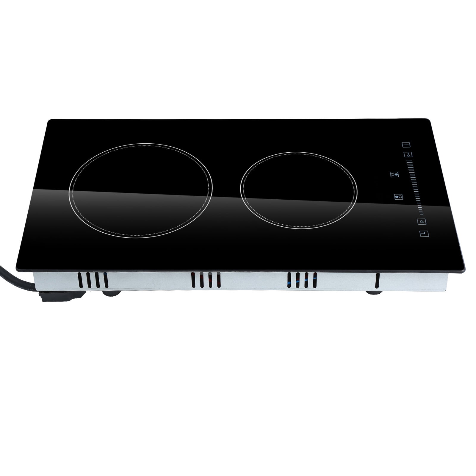 KFFKFF Integrated Electric Cooking Surface, Dimensions 20 x 11.6 inches, Dual Heating Elements, 240V Glass-based Heat Conductor with Sensitive Touch Commands, Inclusive of Timer & Safety Lock