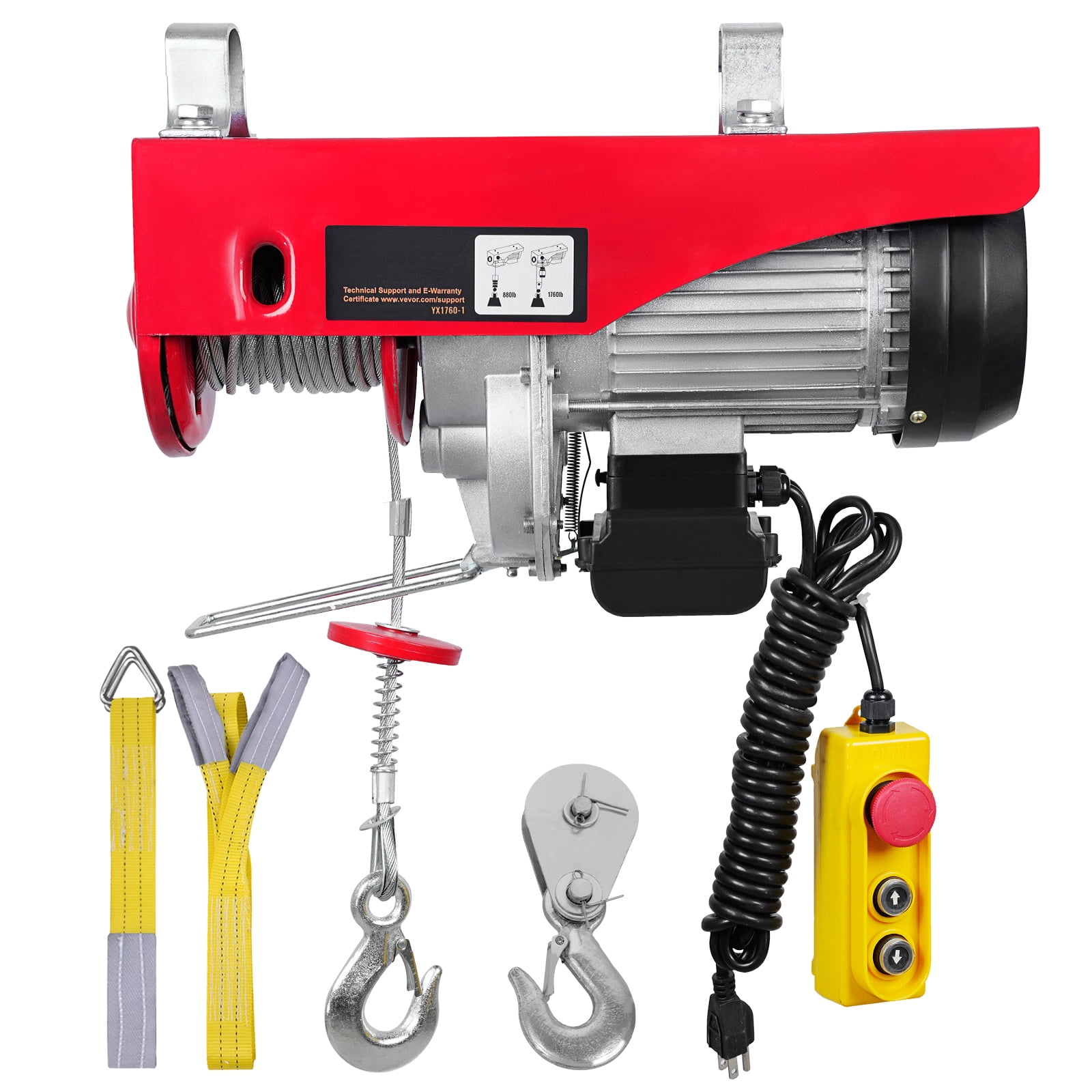 KFFKFF Electric Hoist 1760lbs Crane Winch with Wired Remote Control 1450W 110V