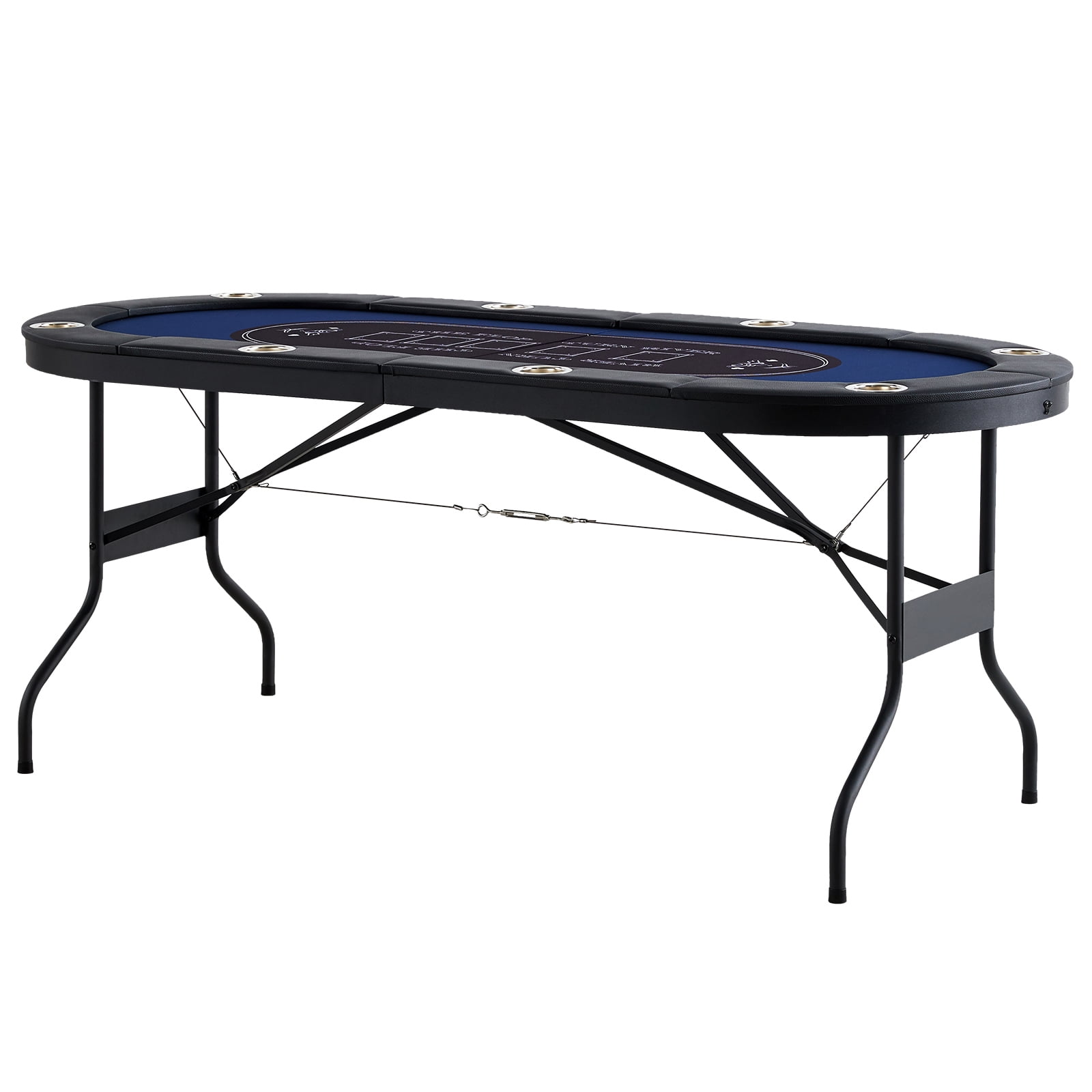KFFKFF Foldable, Oval 8 Player Poker Table, Green