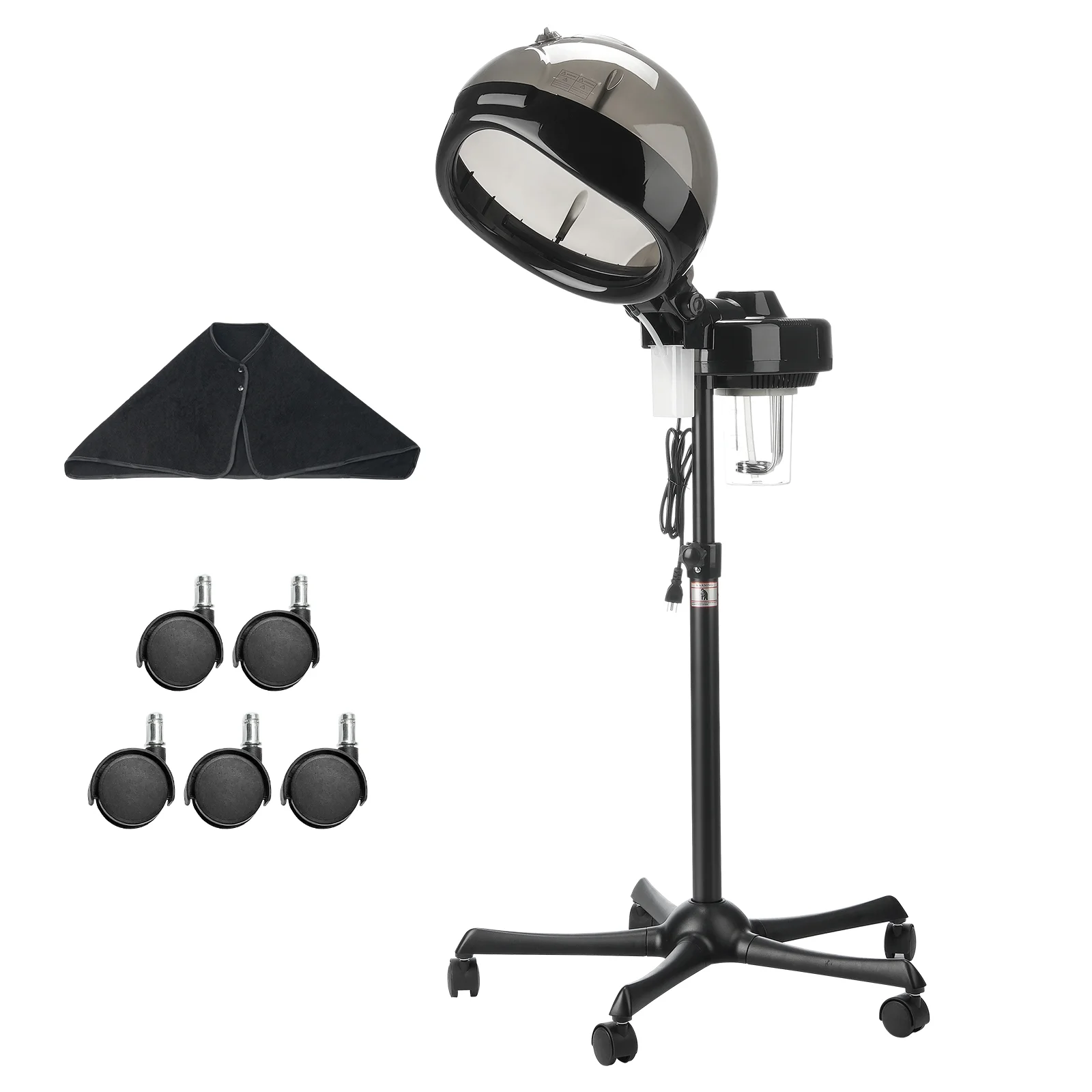 KFFKFF Hair Steamer with Two Functionalities, Hood Size of 11.81 inches, Stand with Variable Height & Timing Feature, 5-Wheel Base (2 Can Be Locked) for Improved Hair Treatment in Home