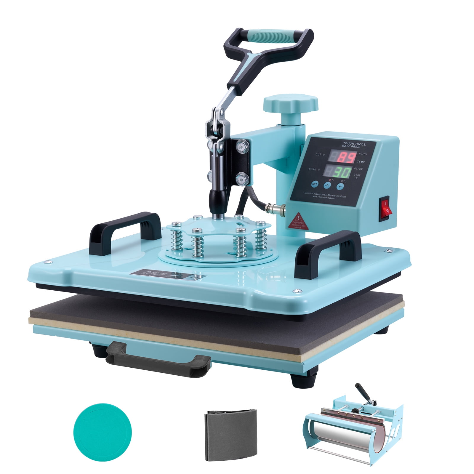 BENTISM 6 in 1 Heat Press Machine Digital Transfer Sublimation T-Shirt Mug Hat Plate Cap