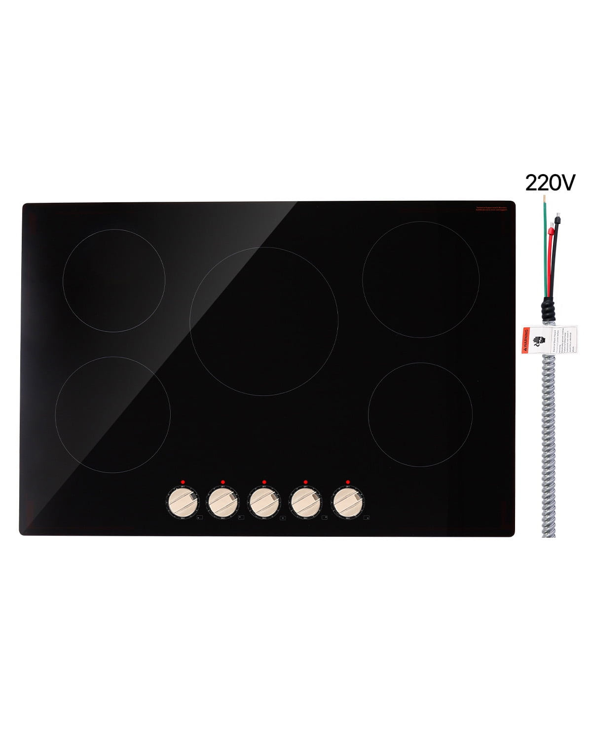 KFFKFF Induction Stove, 9200W Electric Kitchen Burner, Quintuple Knob Control Cooktop, Integrated Induction Stove with a Dozen Heat Settings, Glass Top, Automatic Power-Off