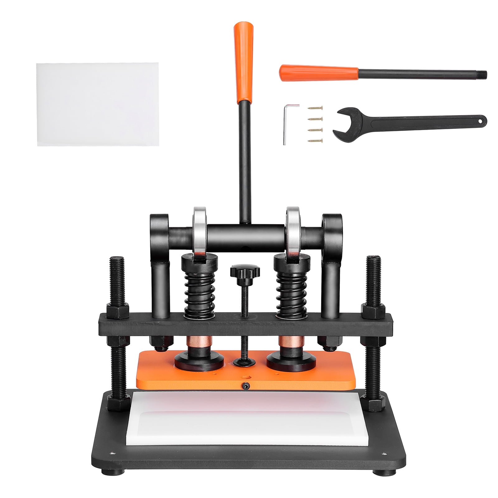 KFFKFF Leather Cutting Machine, 10.2 x 4.7 in Stamping Plate Hand-Operated Die Slicer, 0.47 in Compression Movement Twin Guide Rods Die Slice Apparatus, Leather Stamping Tool