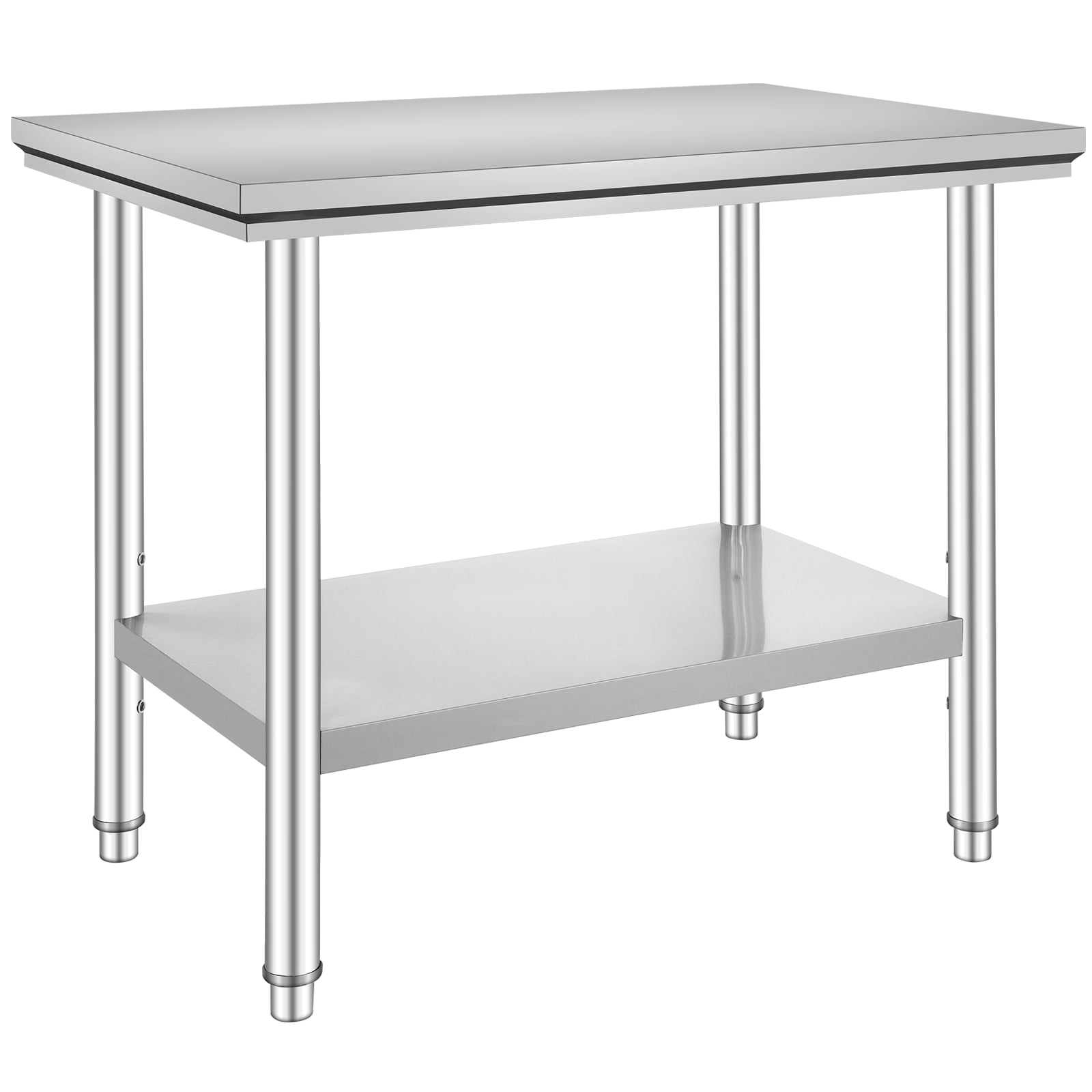 KFFKFF Stainless Steel Workbench 24x36x32 Inch Commercial Food Prep Workbench Heavy Duty Prep Workbench Metal Workbench with Adjustable Feet Suitable for Restaurants, Homes and Hotels