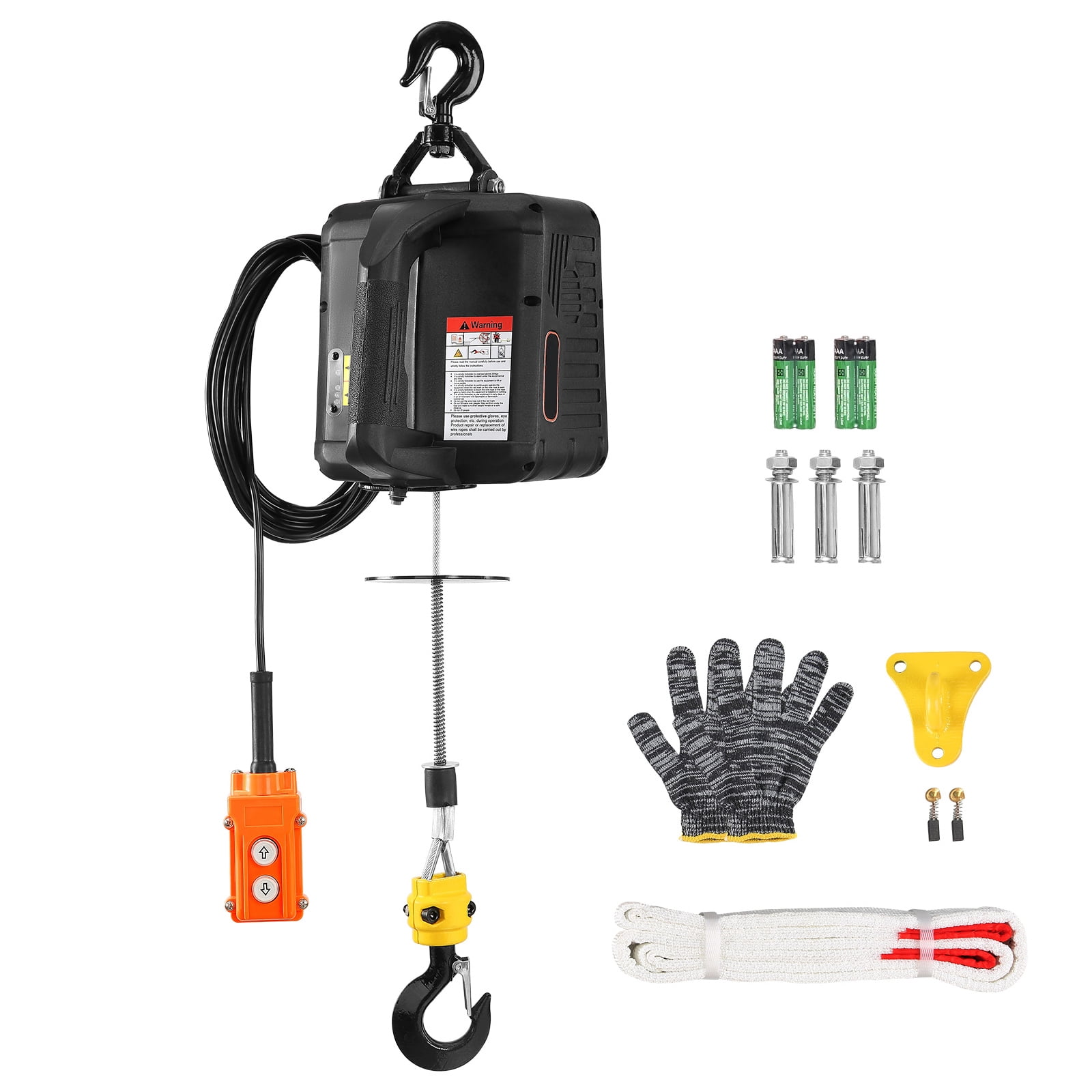 KFFKFF 1100 lbs Capacity Electric Hoist and Winch Combo, 1500W, 22.9 ft Max Lift, 13 ft/min, Includes Wired Remote for Easy Operation in Garages, Warehouses, and Factories