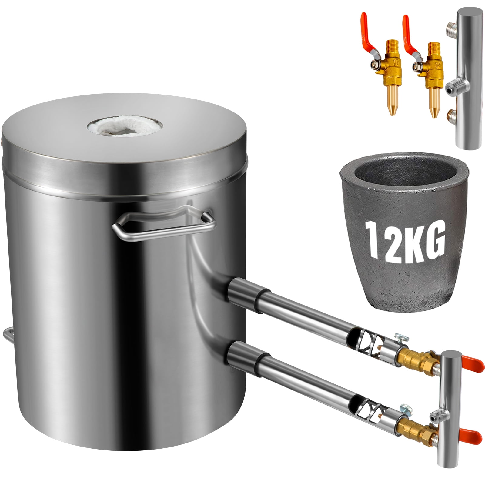 KFFKFF Propane Fueled Furnace Set, Home Foundry with 12KG Maximum Capacity, Stainless Steel Smelting Device, Blacksmith Forge Including Crucible and Tongs, Ideal for Metal Scrap Recycling and Casting