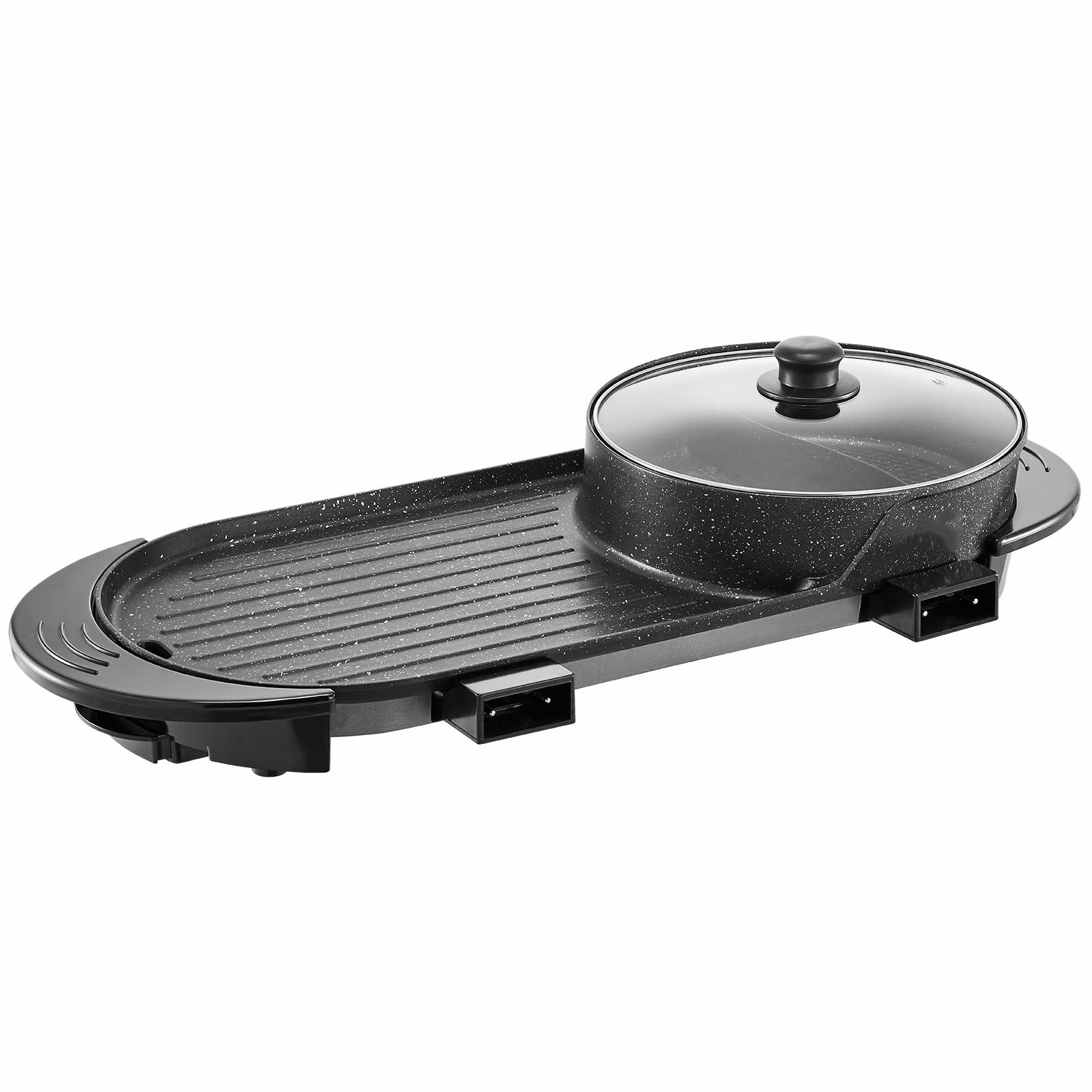 KFFKFF 2-in-1 Electric Grill & Hot Pot - Dual Temperature Control, Non-Stick Teppanyaki & Shabu Shabu Cooker