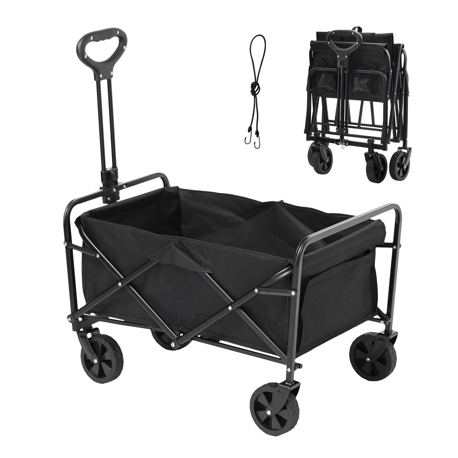 KFFKFF 220 lbs Heavy Duty Collapsible Folding Wagon 2 cu.ft Beach Wagon Cart,Made Of Durable 600D Oxford Fabric,One-touch Quick-folding Design For Easy And Space-saving Storage