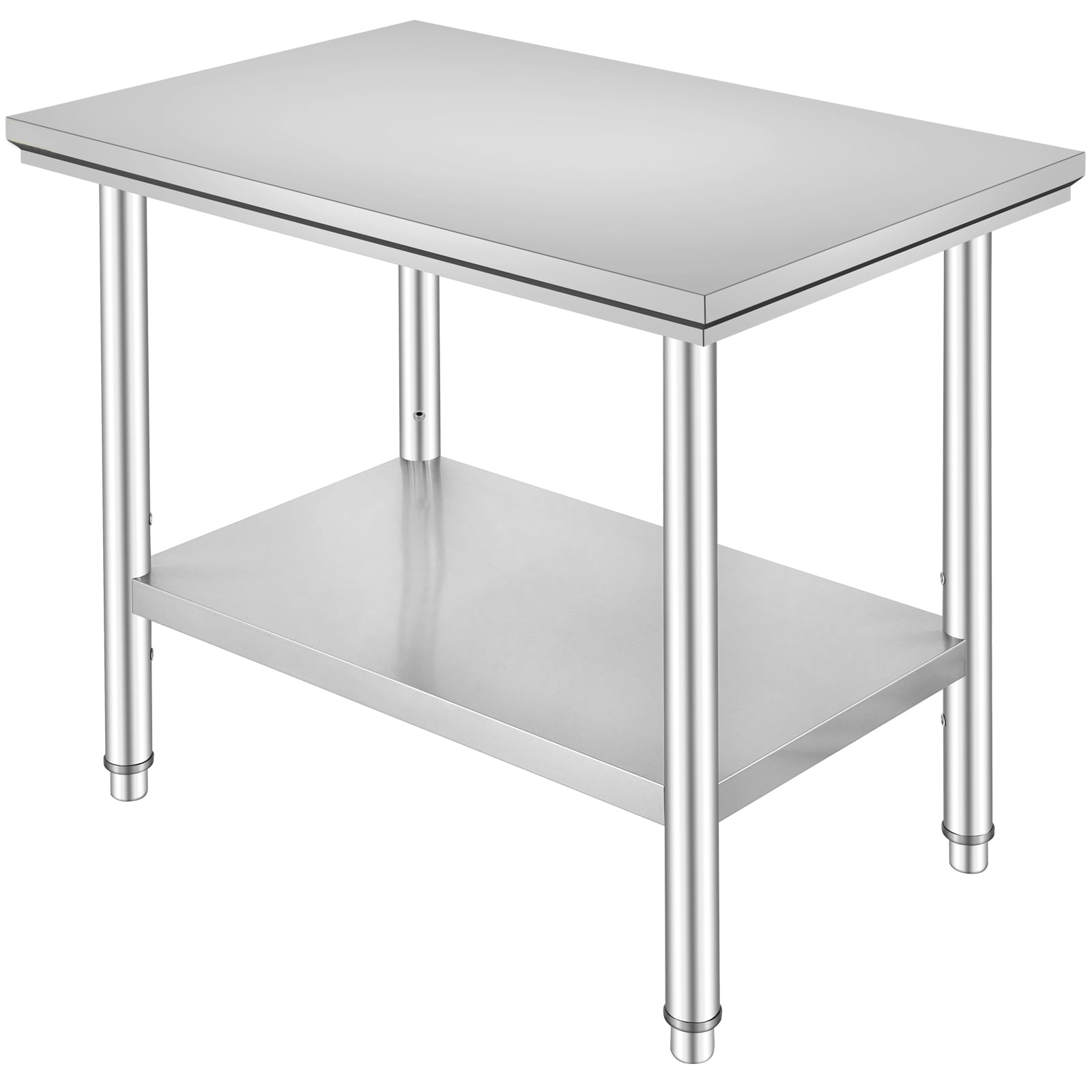 KFFKFF 35 x 24 x 31 Inch Metal Prep Station, Heavy Duty Commercial Food Prep Work Table up to 700 lbs, Robust Stainless Steel Work Table with 3 Height Adjustment Options for Kitchen, Restaurant