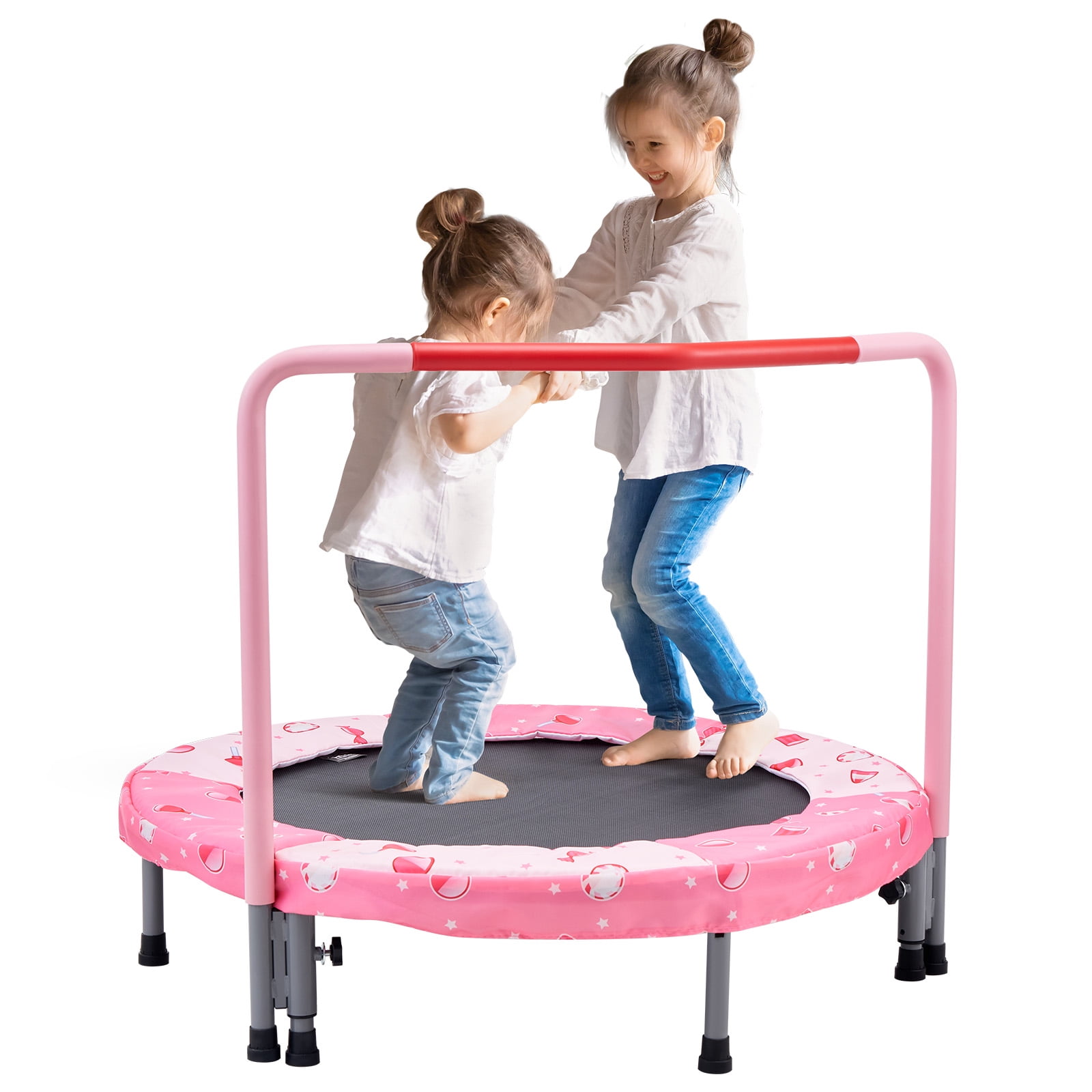 KFFKFF 36-Inch Children's Trampoline, Suitable for Indoor and Outdoor Use, Collapsible Small Trampoline with Support Bar, Bouncing Trampoline for Young Kids, Ideal 3+ Years Old Kids' Birthday Present