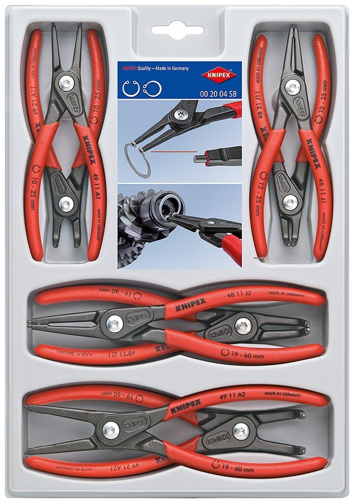 KNIPEX Tools 00 20 04 SB, Precision Circlip Snap-Ring Pliers Set, 8-Piece