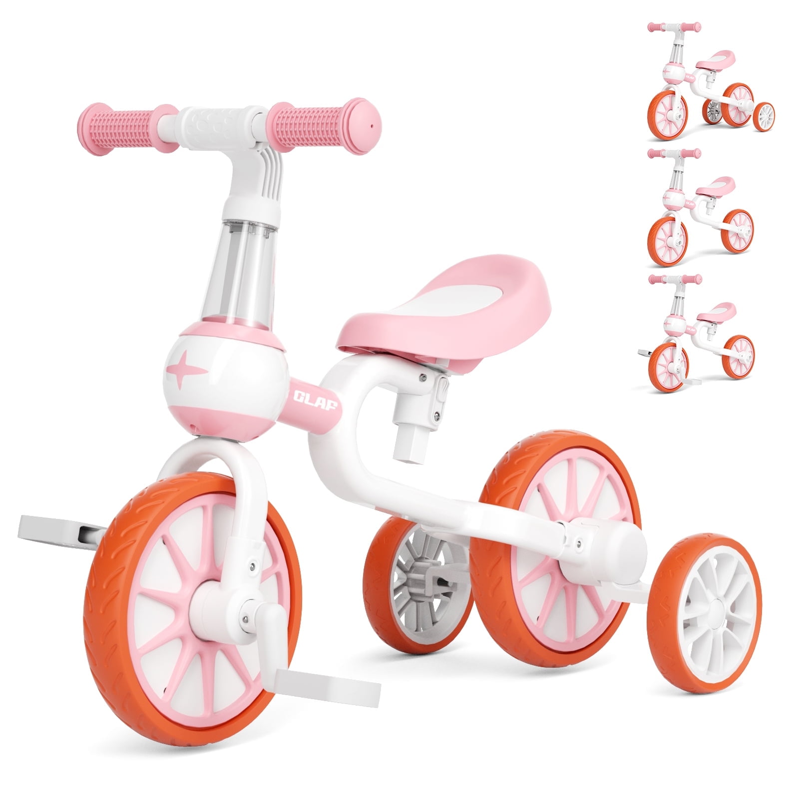 KORIMEFA 3-in-1 Kids Tricycle, Toddler Bike for Ages 1-4 Boy Girl, Pink