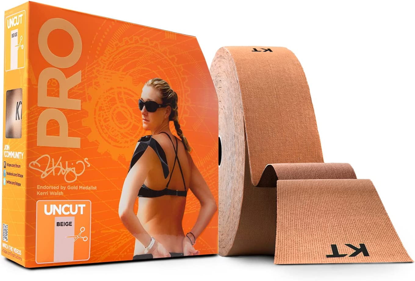 KT Tape PRO Jumbo Synthetic Kinesiology Tape Roll (Stealth Beige) - 125 Feet Uncut Roll