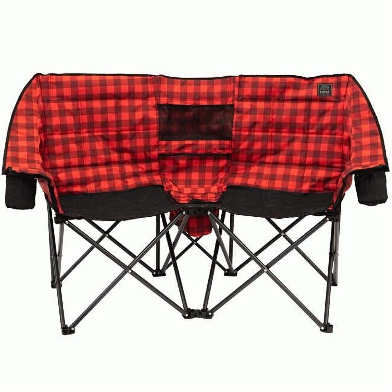 KUMA Outdoor Gear 872-KM-KBDC-RB Kozy Bear Double Camping Chair, Red/Black Plaid