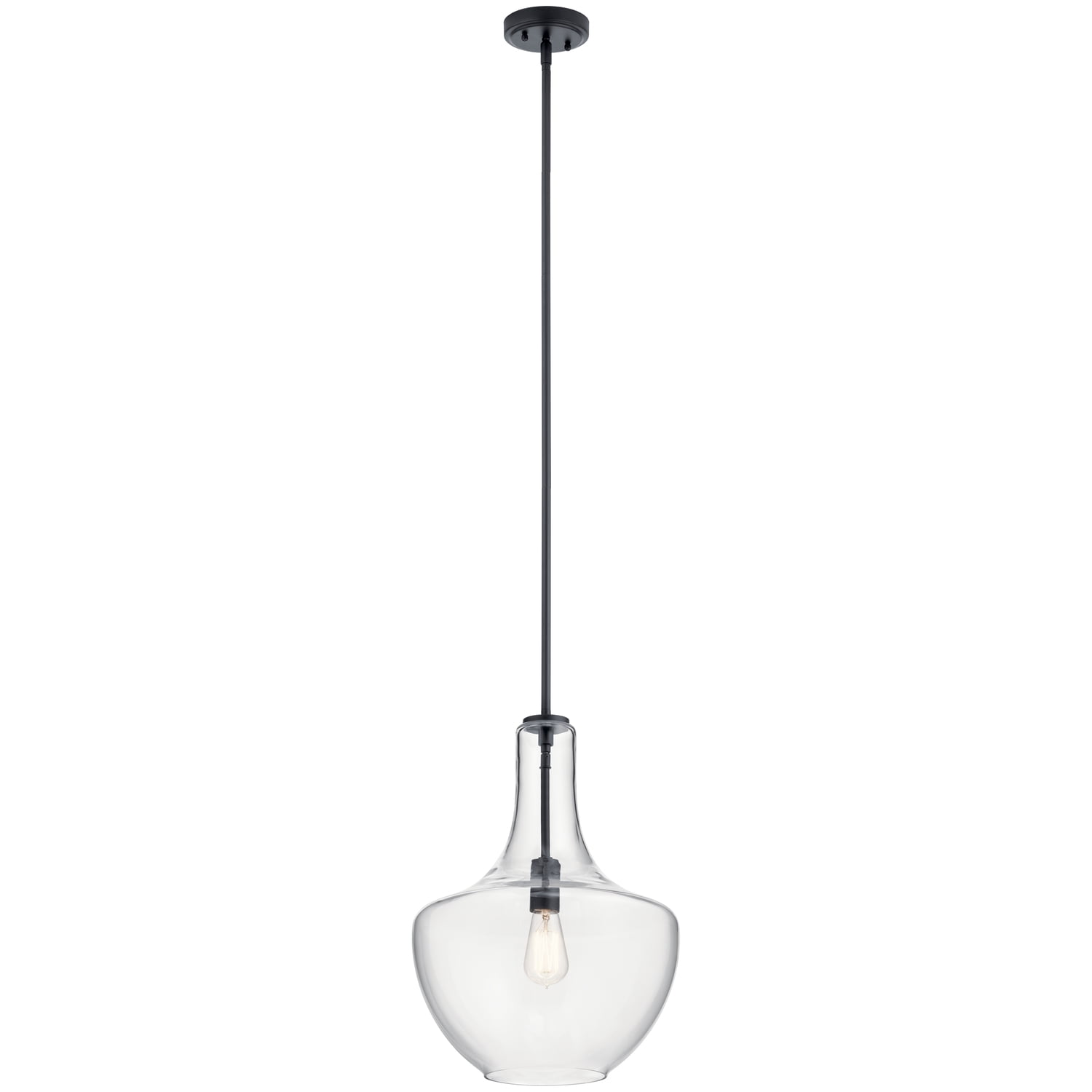 Kichler Everly 19.75" Transitional 1 Light Black Pendant Light with Clear Glass