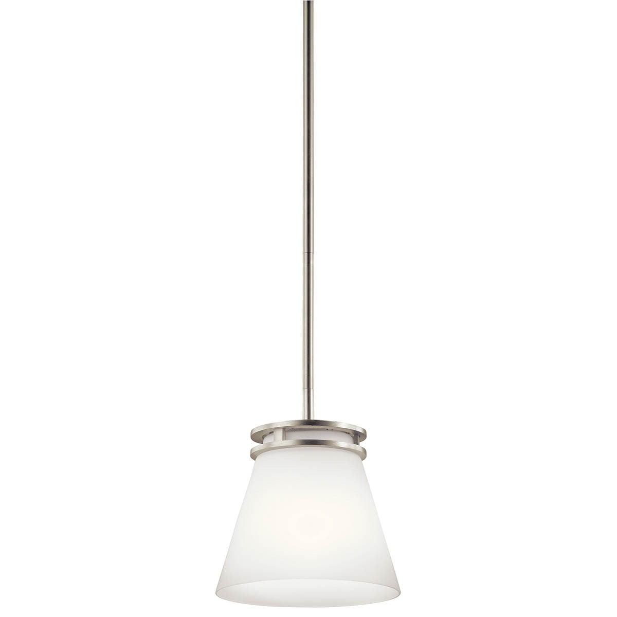 Kichler Hendrik 8.75" Contemporary 1 Light Brushed Nickel Mini Pendant Light with Etched Glass