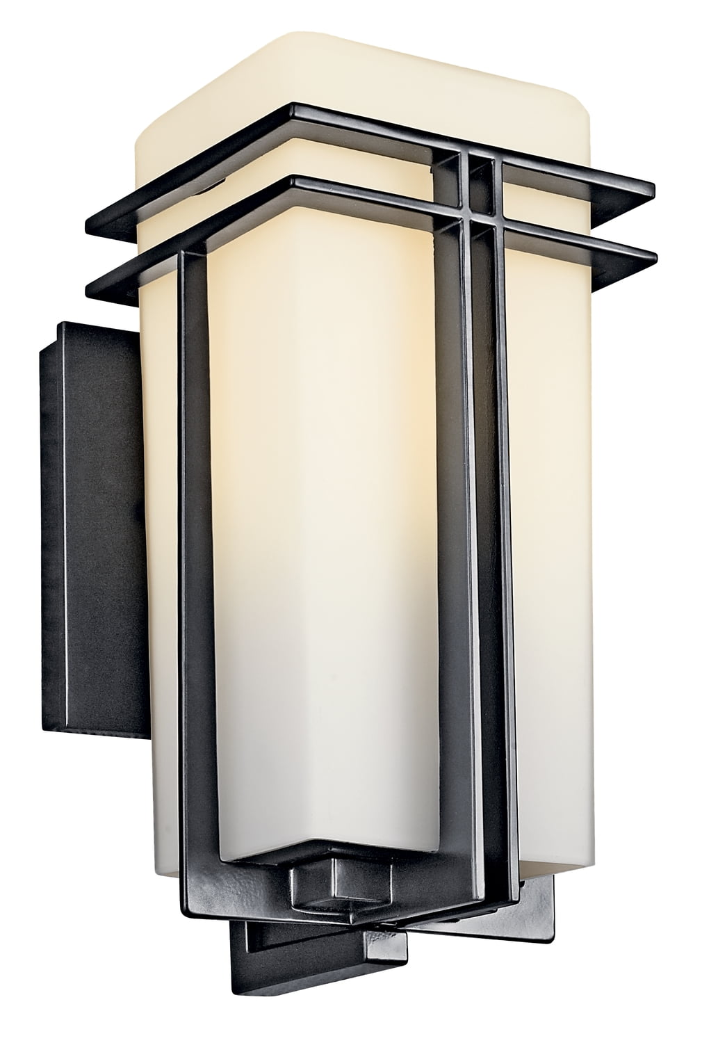 Kichler Tremillo 11.75" 1 Light Black Outdoor Wall Sconce with Satin Etched Glass