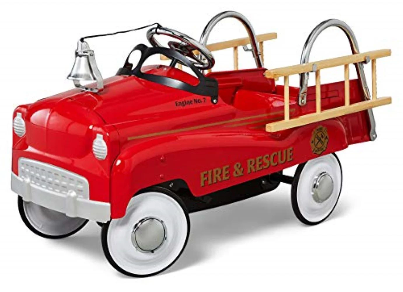Kid Trax Toddler Classic Pedal Car, Kids 3-5 Years Old, Max Weight 60 lbs, Durable Steel, Fire Truck