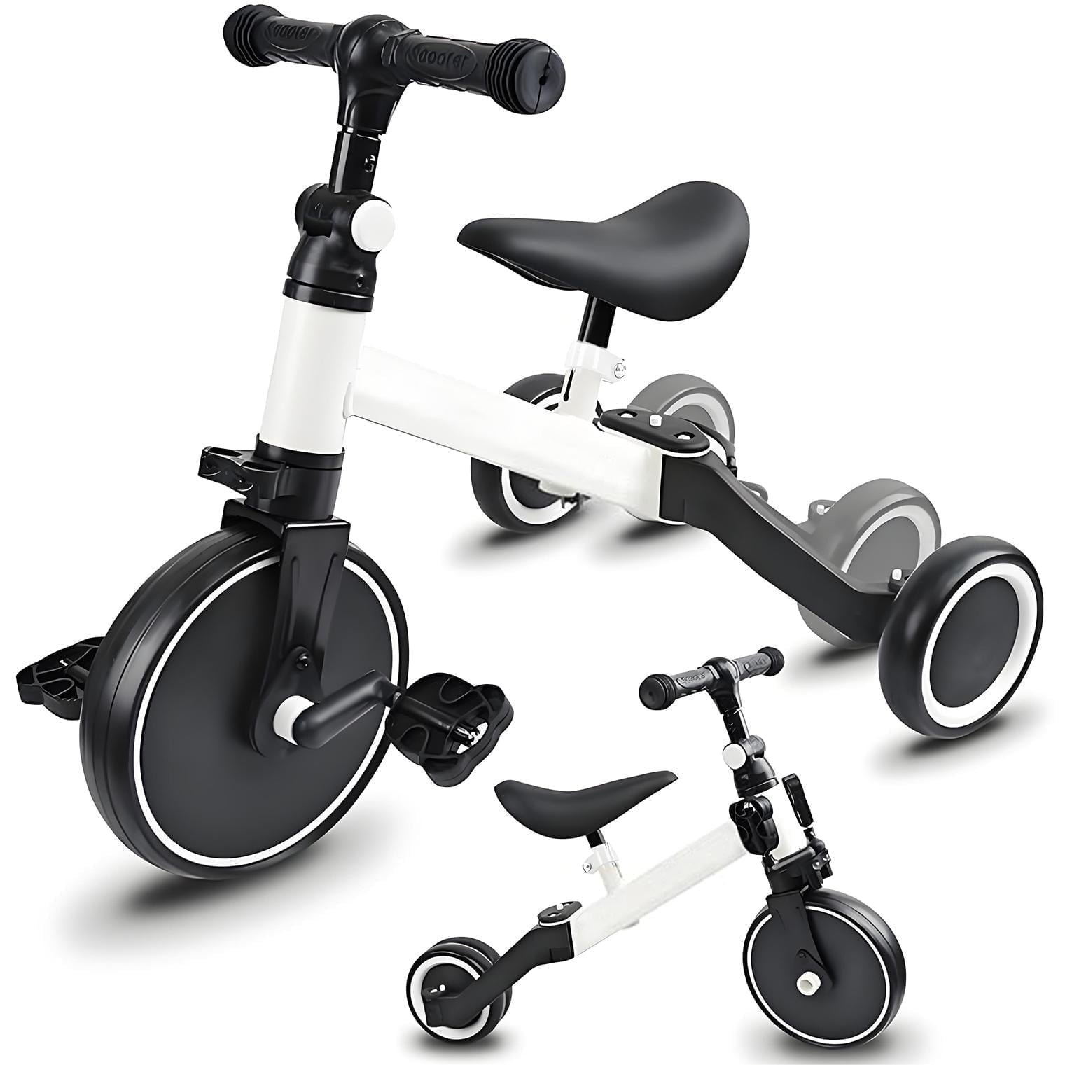 Kids Tricycle, 5-in-1 Toddler Balance Bike with Removable Pedals, White Tricycles for Toddlers Kids 1-4 Years Old Boys Girls Birthday Gift, Baby Bike Infant Trike Toddler Bike