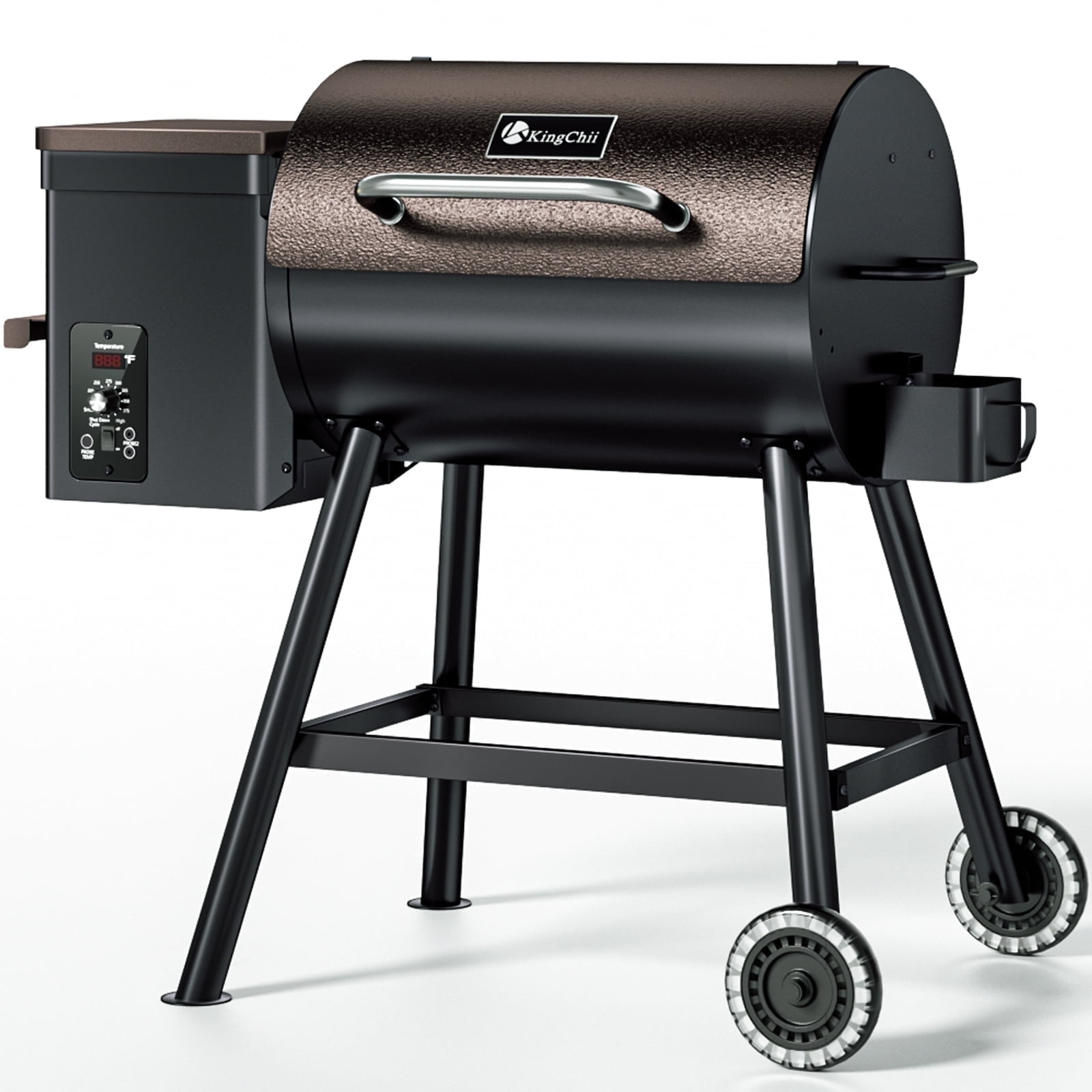 KingChii 456 SQ.IN Wood Pellet Grill Smoker with Auto Temperature Control for Outdoor RV BBQ in Bronze