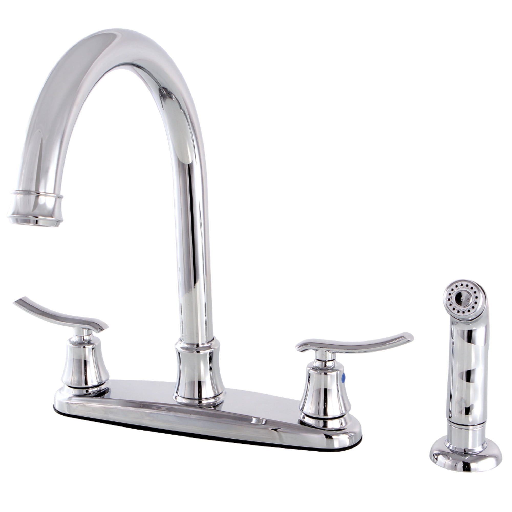 Kingston FB7791JLSP Jamestown Two-Handle 4-Hole 8" Centerset Kitchen Faucet with Side Sprayer in Polished Chrome