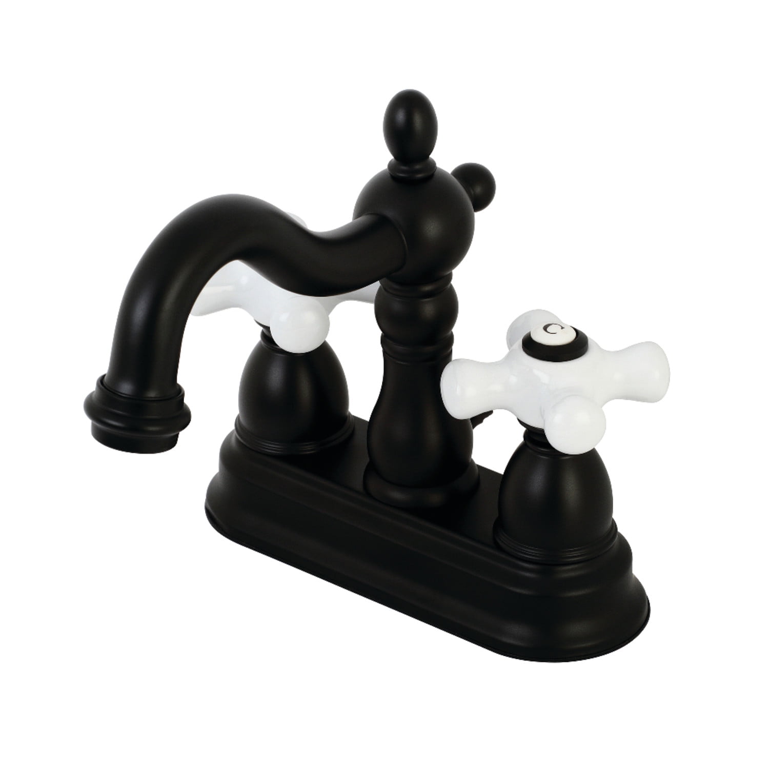 Kingston Brass KB1600PX Heritage 4 in. Centerset Bathroom Faucet, Matte Black