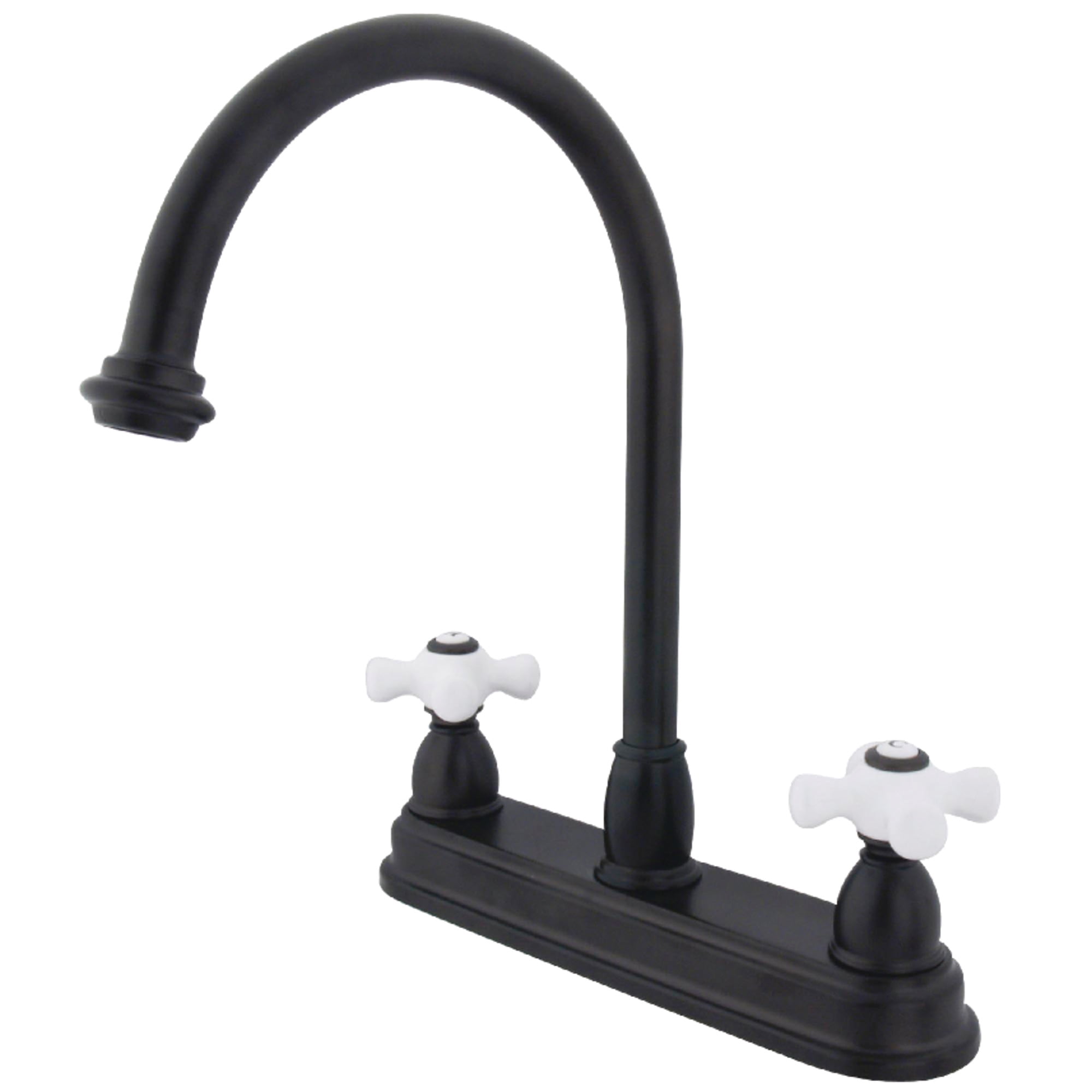Kingston KB3745PX Restoration Two-Handle 3-Hole 8" Centerset Kitchen Faucet in Oil Rubbed Bronze