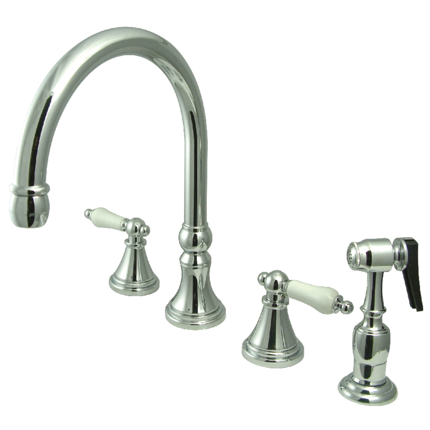 Kingston Brass KS2791PLBS Widespread Kitchen Faucet, Polished Chrome