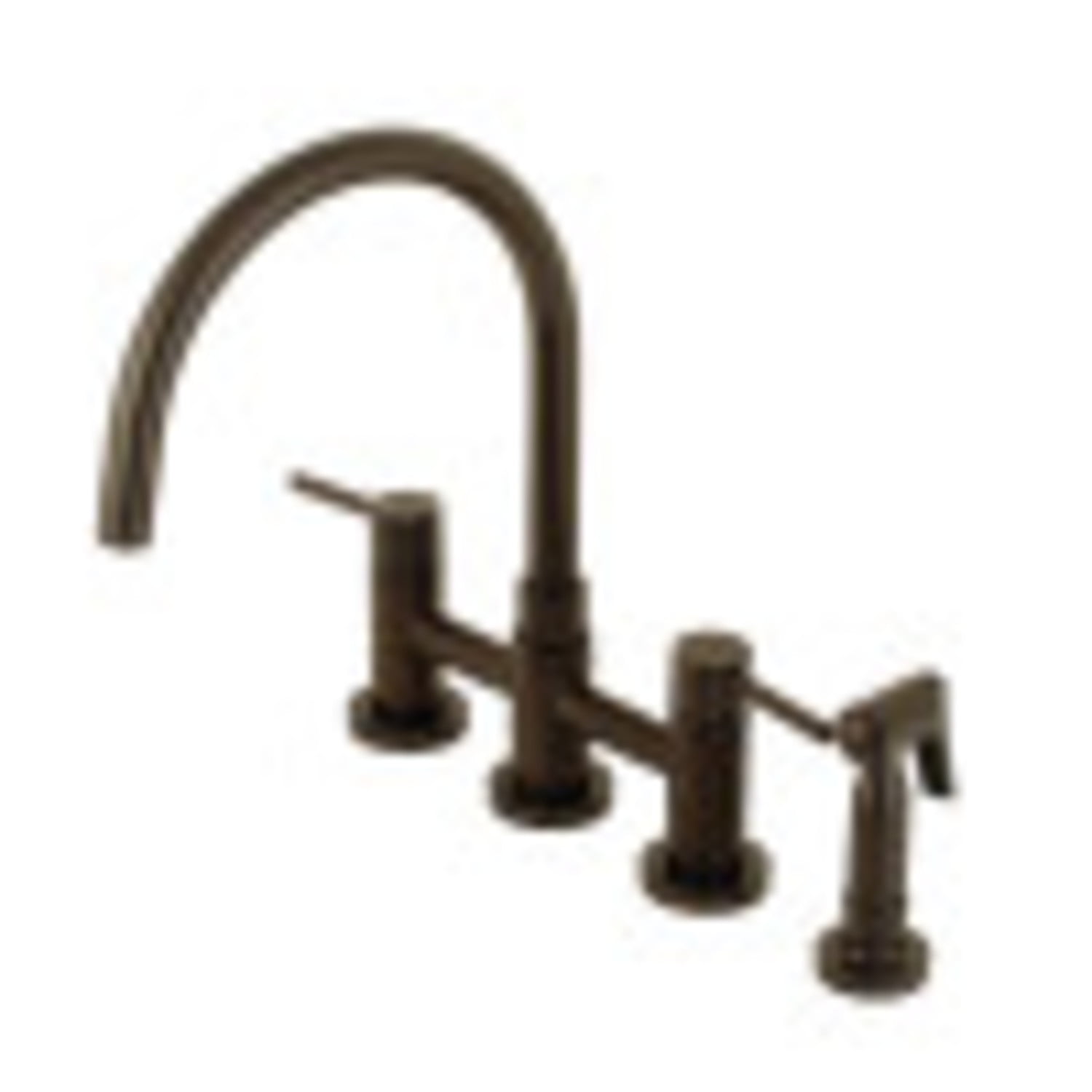 Kingston Brass KS8275DLBS Concord Two-Handle Bridge Kitchen Faucet with Brass Side Sprayer, Oil Rubbed Bronze