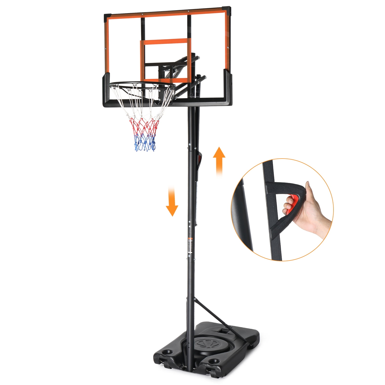 Ktaxon 4.4-10FT Portable Basketball Hoop, 44inch PC Backboard, Basketball Goal System Outdoor Indoor