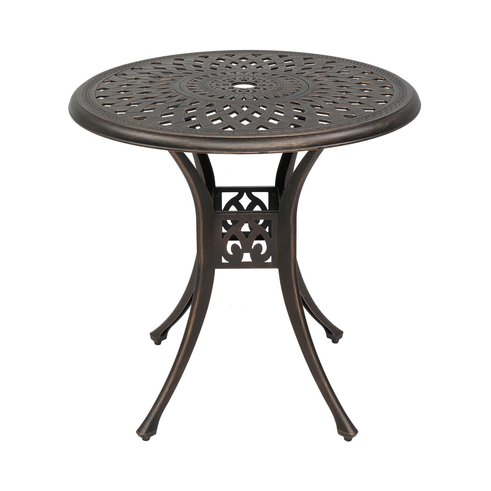 Ktaxon 31in Patio Bistro Table Cast Aluminum Round Table Bronze