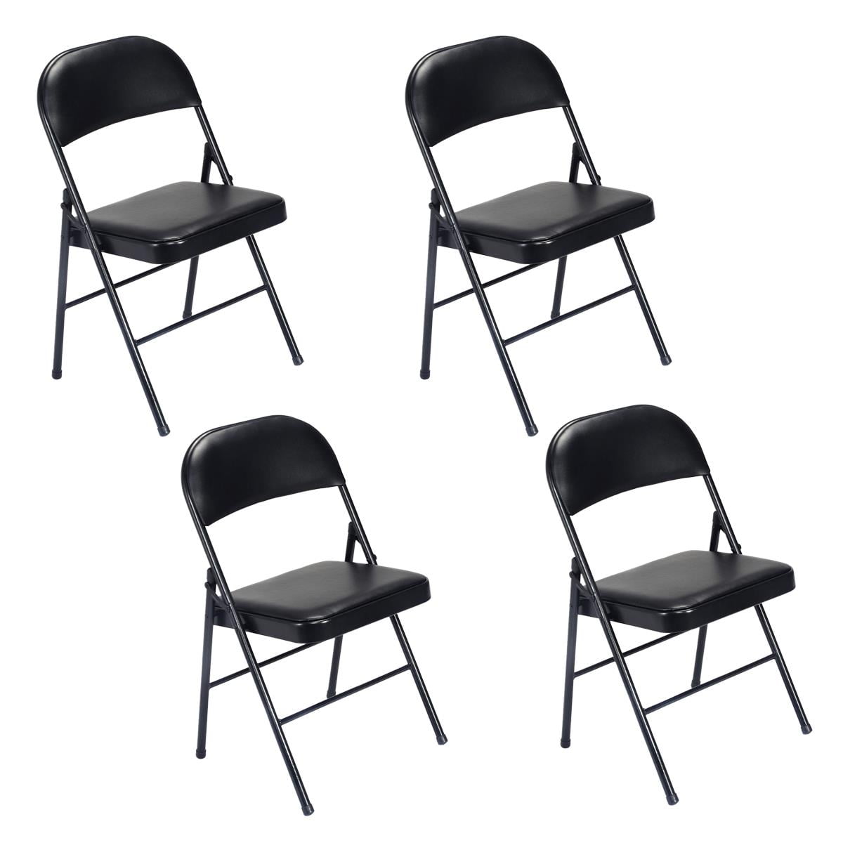 Ktaxon 4 Pack Folding Chairs Wedding Party Chair Foldable Dining Chair with Metal Frame and Soft Cushion Black