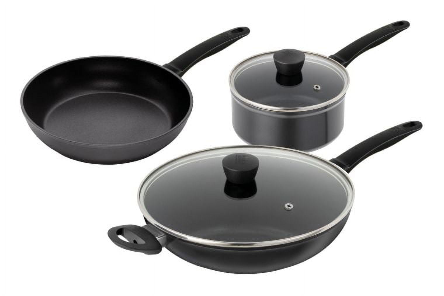 Kuhn Rikon Easy Induction Set, 5pc (8" fry pan, 1.6 qt saucepan with lid, 3.2 qt saute pan with lid)