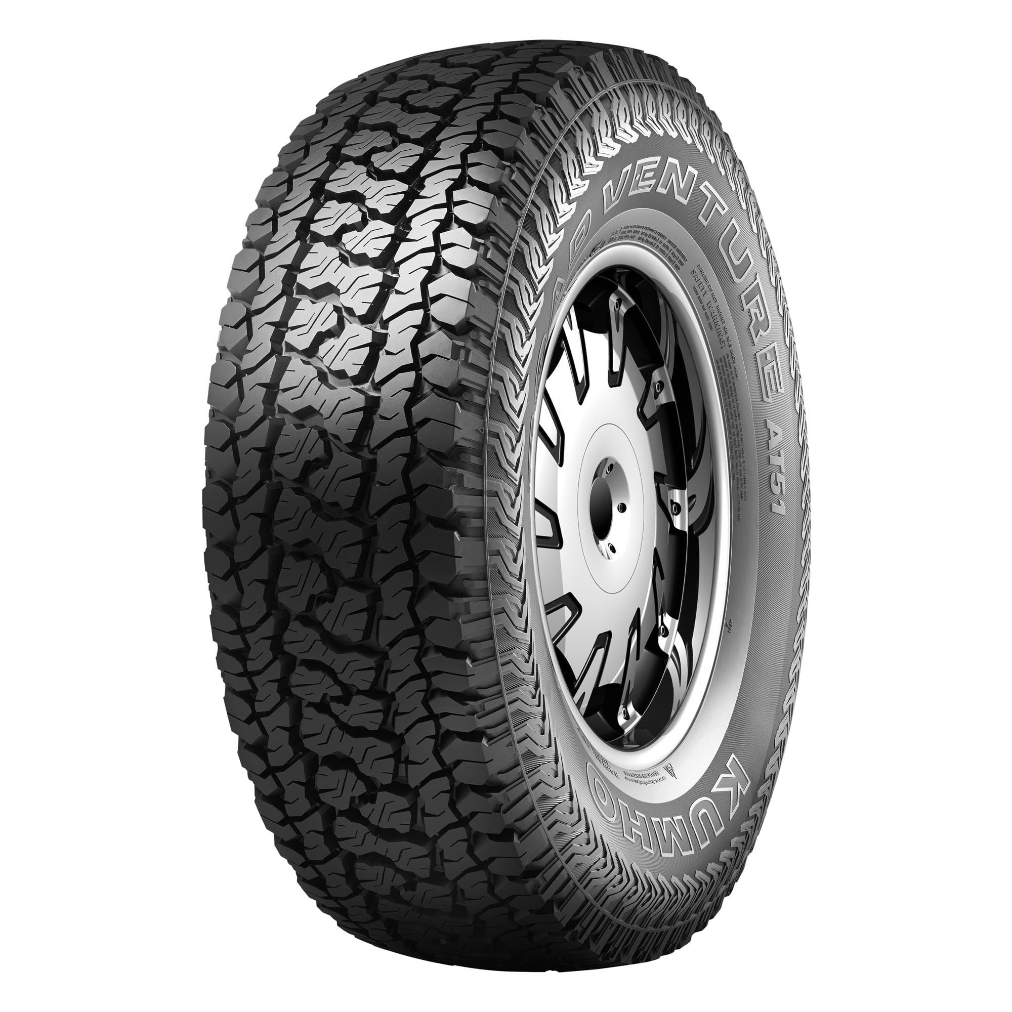 Kumho Road Venture AT51 All Terrain P265/70R17 113T Light Truck Tire Fits: 2014-18 Chevrolet Silverado 1500 WT, 2010-20 GMC Sierra 1500 SLE