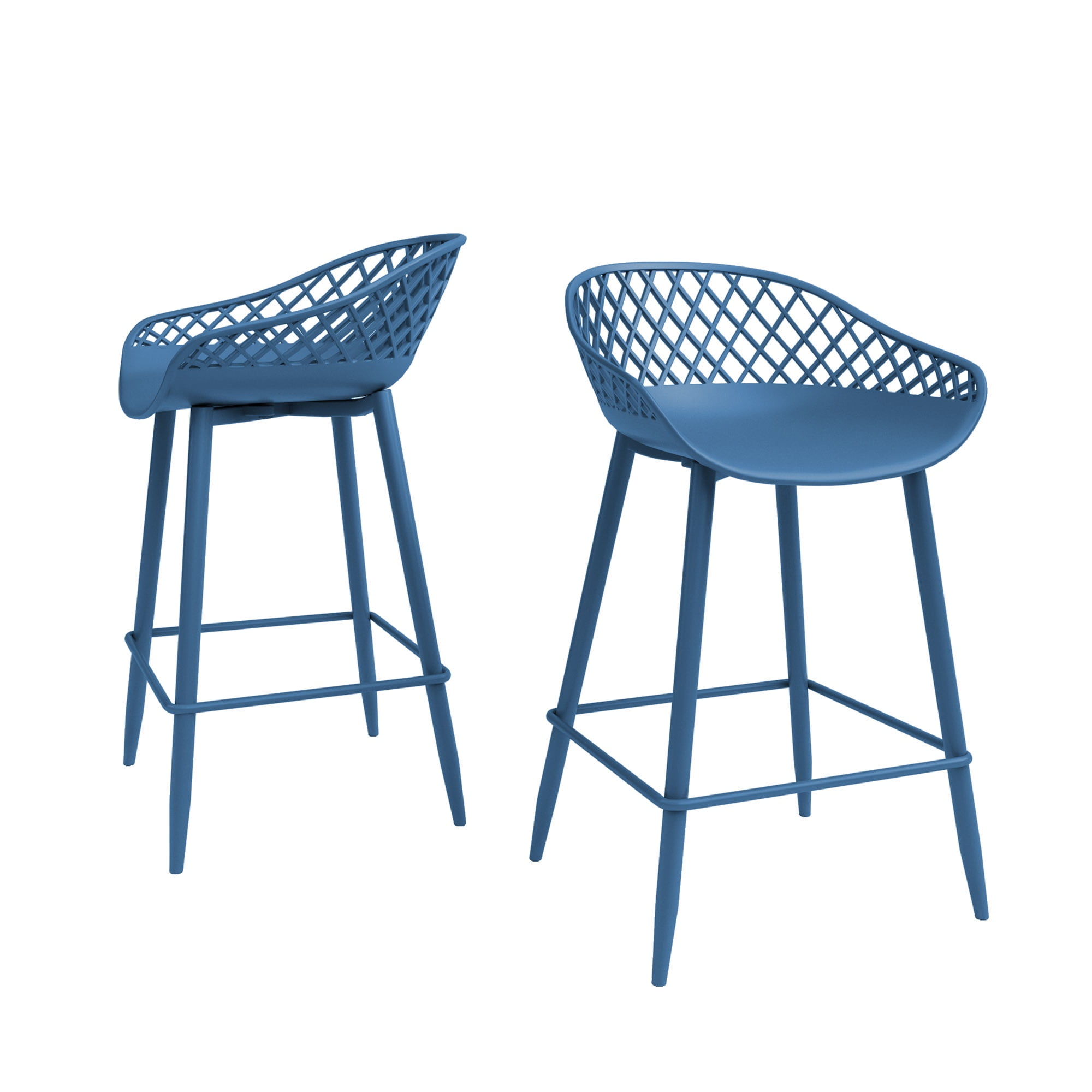 Kurv Indoor and Outdoor Counter Stool - Berry Blue - Set of 2