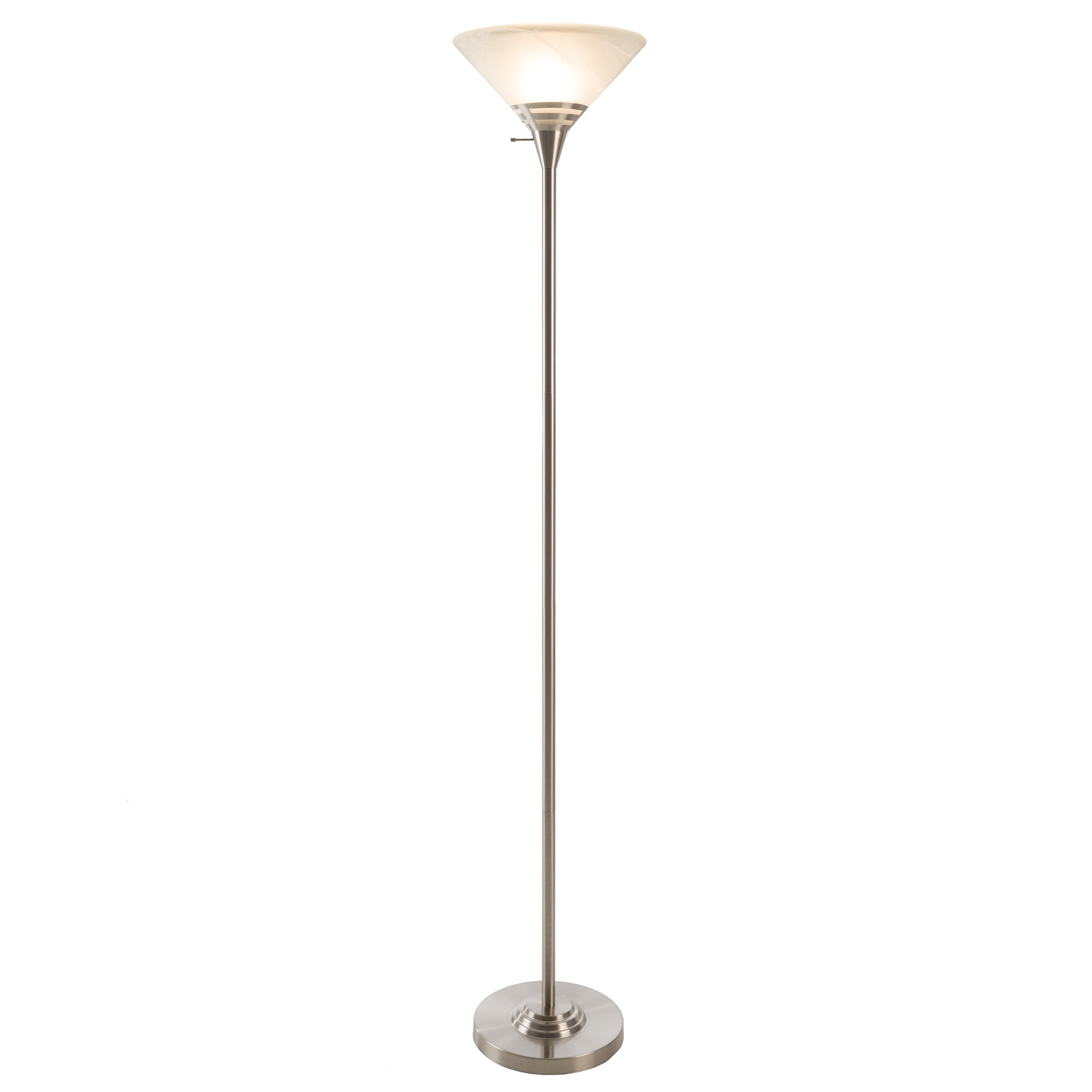Lavish Home Torchiere Floor Lamp with Metal Base and Marbled Shade (Silver)