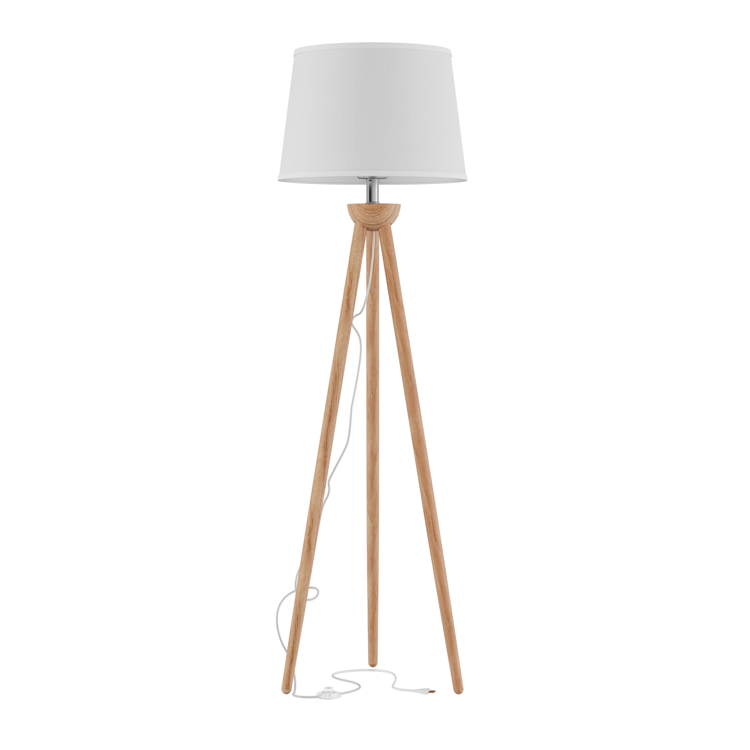 Lavish Home Tripod Floor Lamp – LED Standing Light with Oak Wood Base