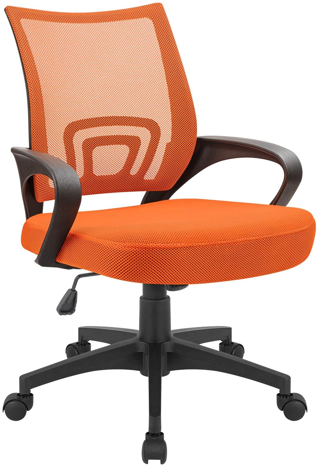 Lacoo Adjustable Mid Back Office Chair Mesh Swivel Desk Chair with Armrests, Orange