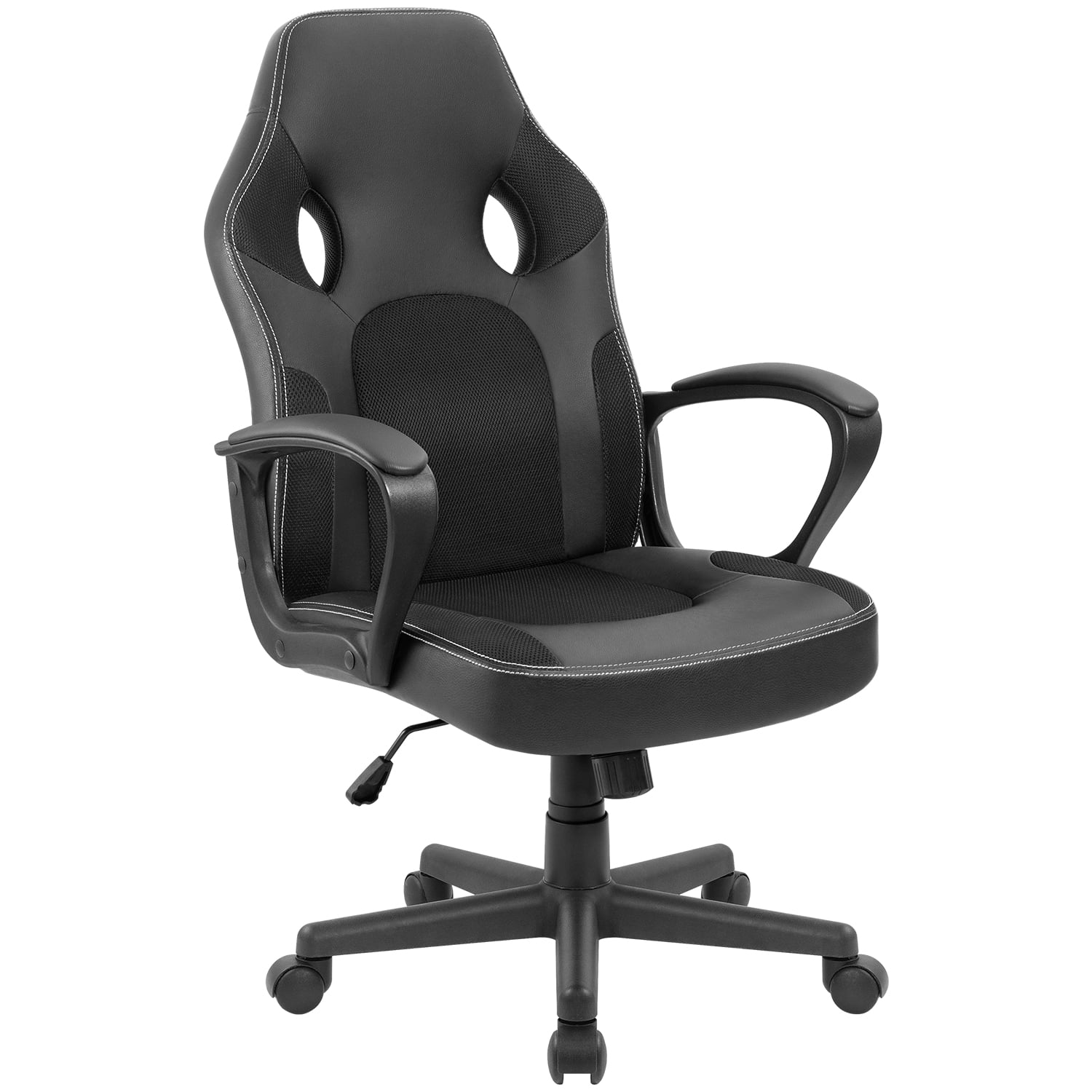Lacoo Faux Leather Computer Gaming Chair Office Desk Chair with Lumbar Support, Black