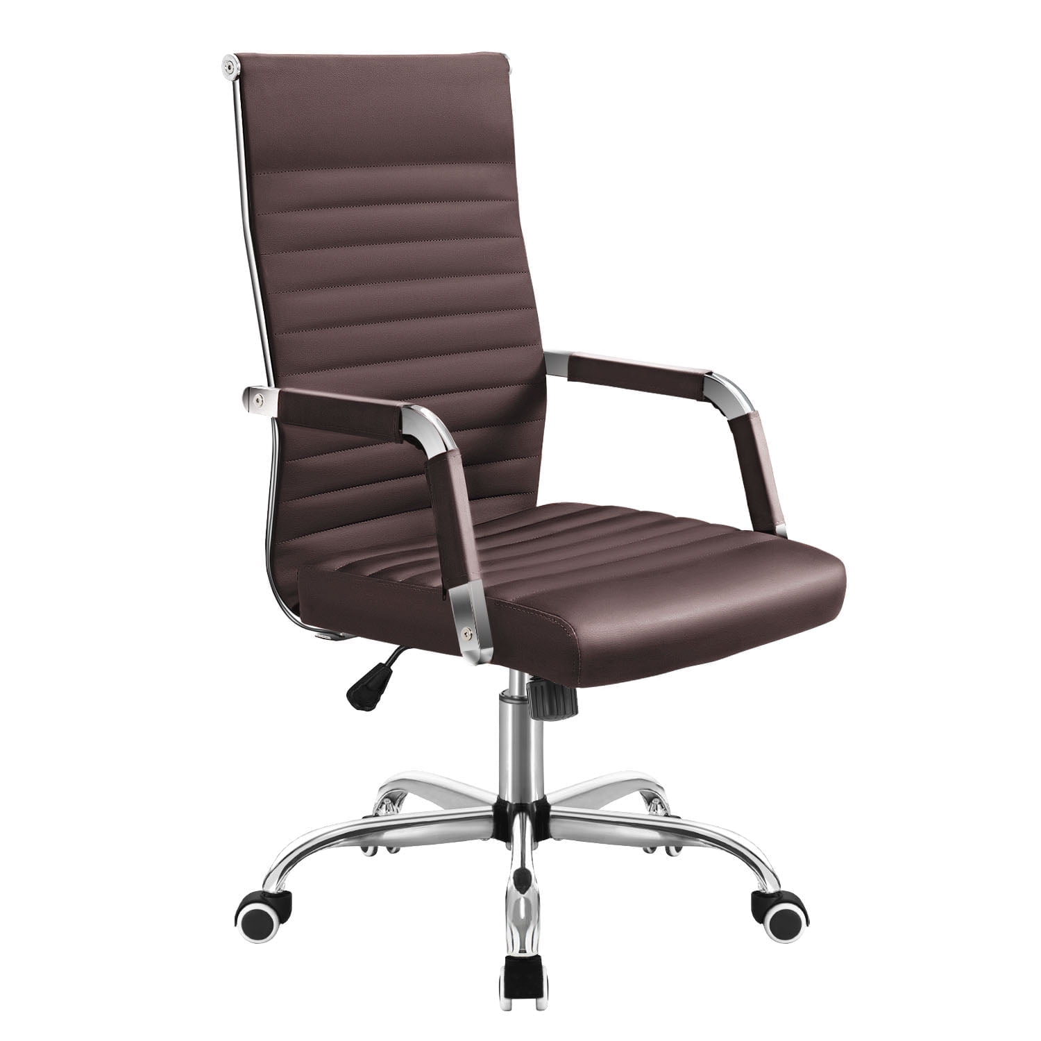 Lacoo Mid-Back Faux Leather Office Desk Chair Executive Conference Task Chair with Arms, Brown