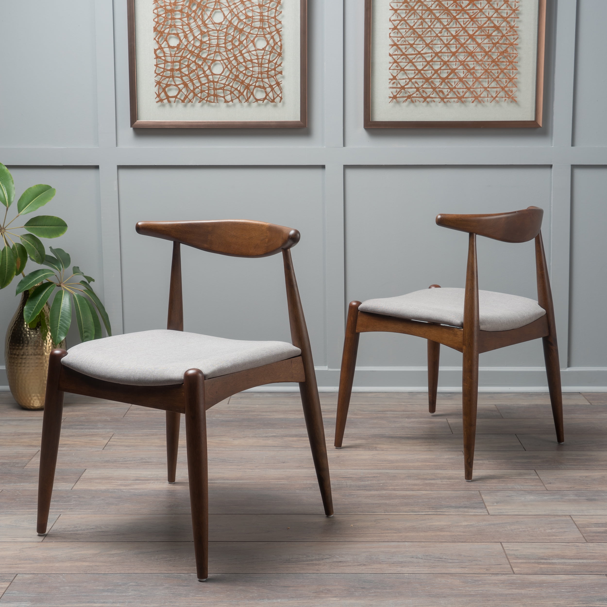 Lagom Eliza Scandinavian Dining Chairs, Set of 2, Natural Walnut
