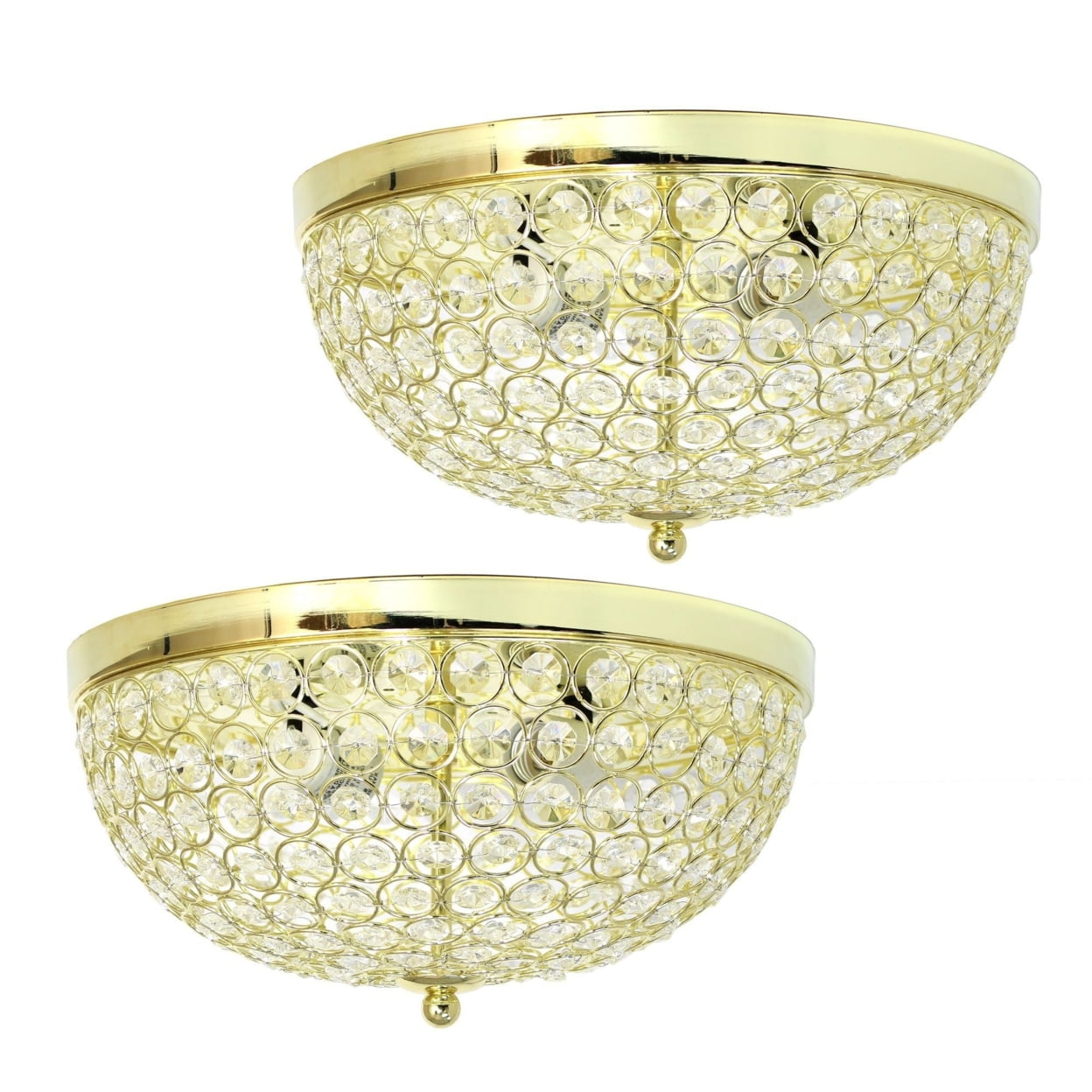 Lalia Home Crystal Glam 2 Light Ceiling Flush Mount 2 Pack Gold