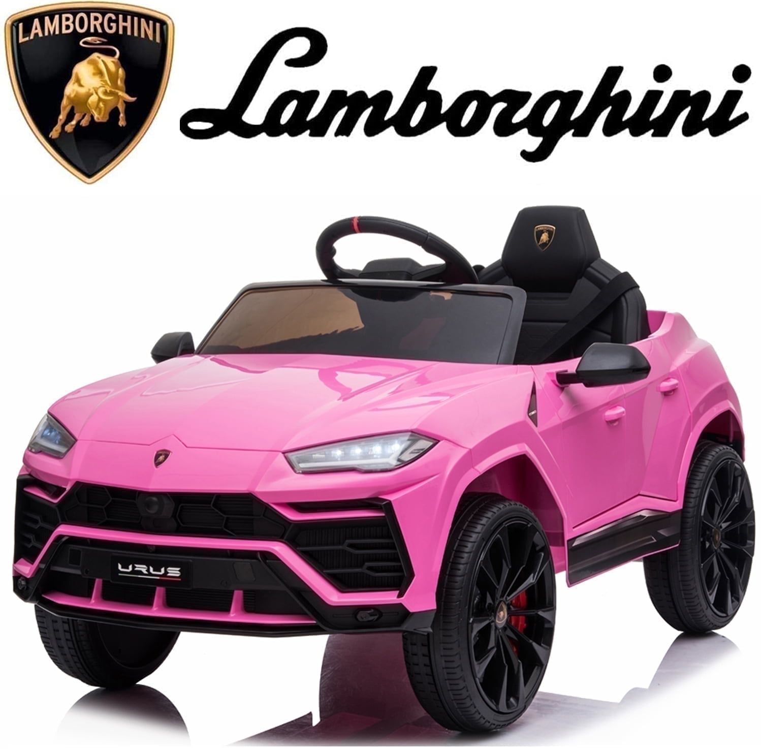 Lamborghini 12V Kids Ride On Car with Remote Control, Battery Powered Electric Car with 4 Wheels, USB, Ride On Toys for 3+ Years Olds Girls Boys, Pink