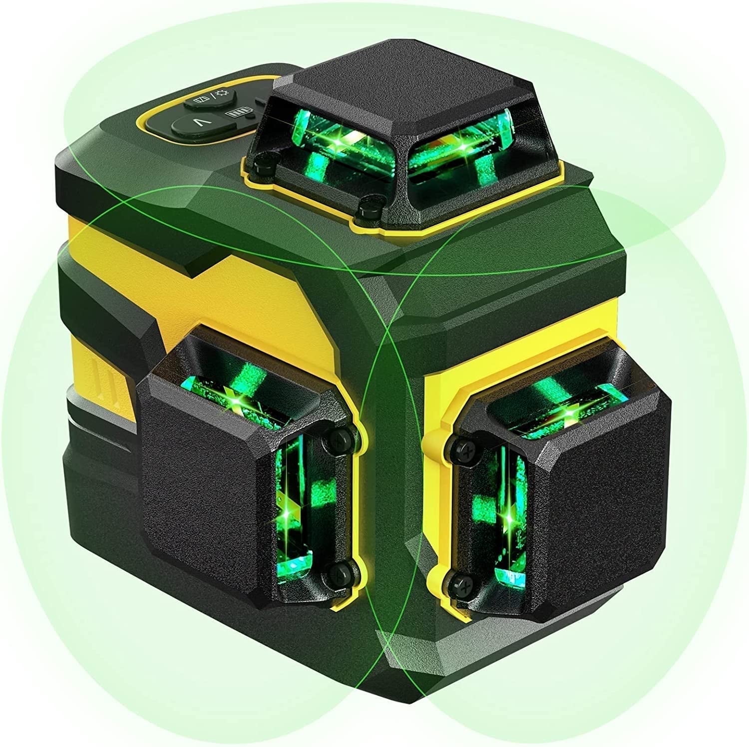 Laser Level, IKOVWUK 3x360° Cross Line Laser for Construction and Picture Hanging, 12 Green Lasers with Self-leveling, 65 ft Vertical & Horizontal Line, Level Tool with 5200 mAh Rechargeable Battery