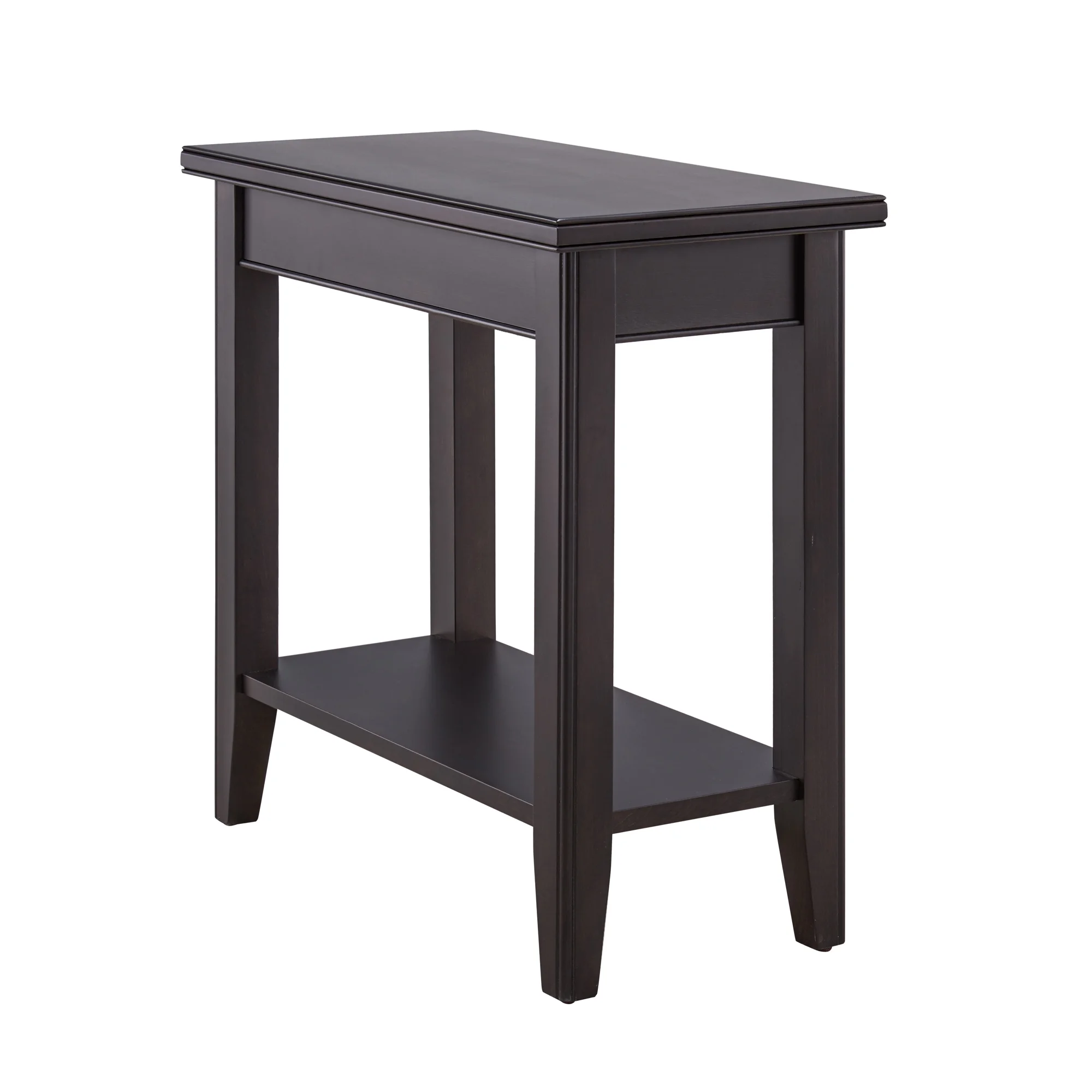 Leick Home Solid Wood Laurent 12" Narrow End Table with Shelf, Black
