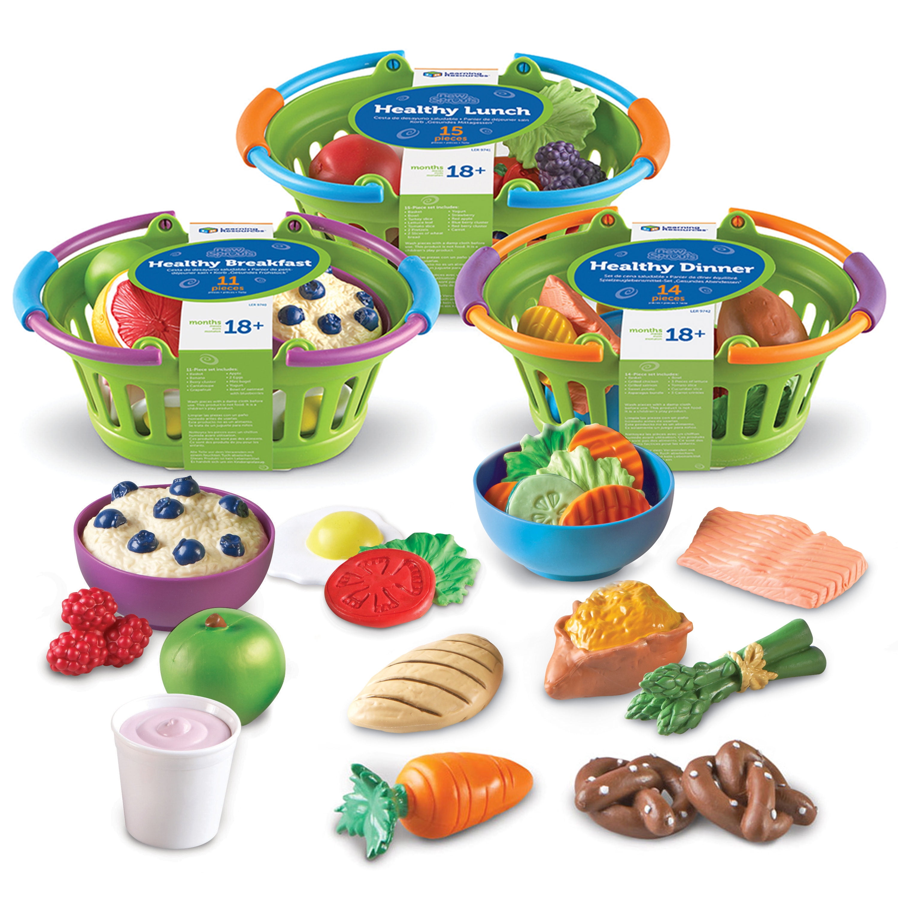 Learning Resources New Sprouts Healthy Basket Bundle, Play Food, Ages 18mos+