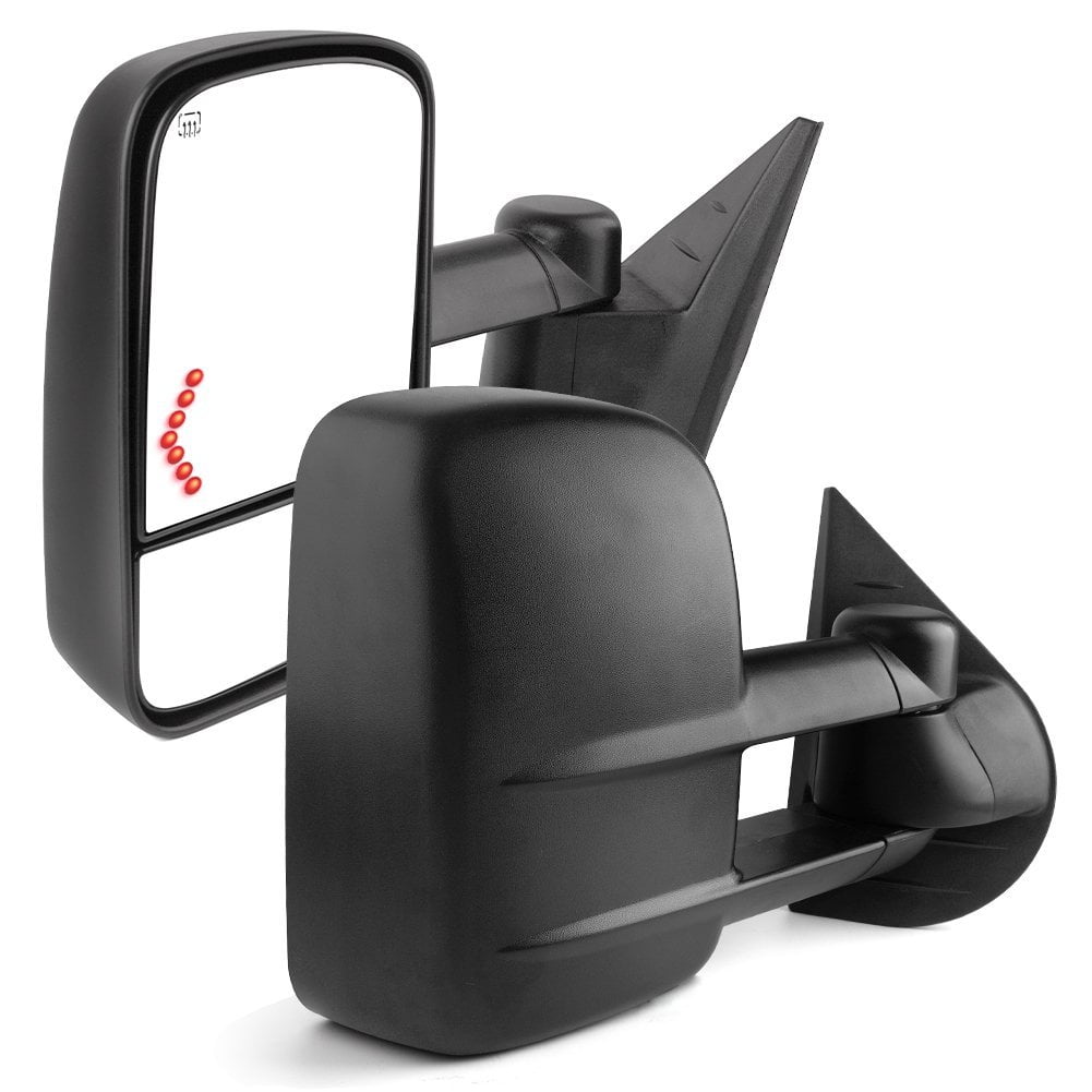 Ledkingdomus Tow Mirrors for 2007-2013 Chevy Silverado 1500 2500 Power Heated LED Turn Signal